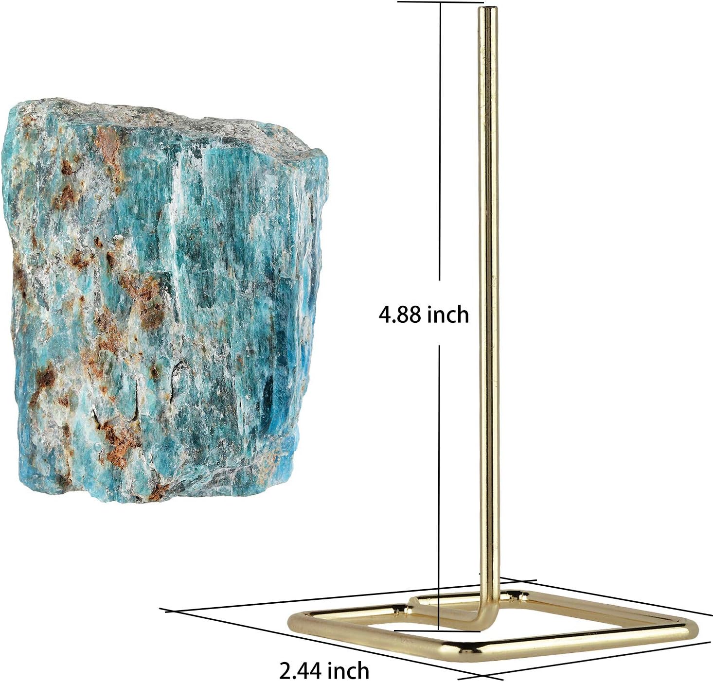 Natural Blue Apatite Raw Stone with Stainless Stand for Home Office Decor