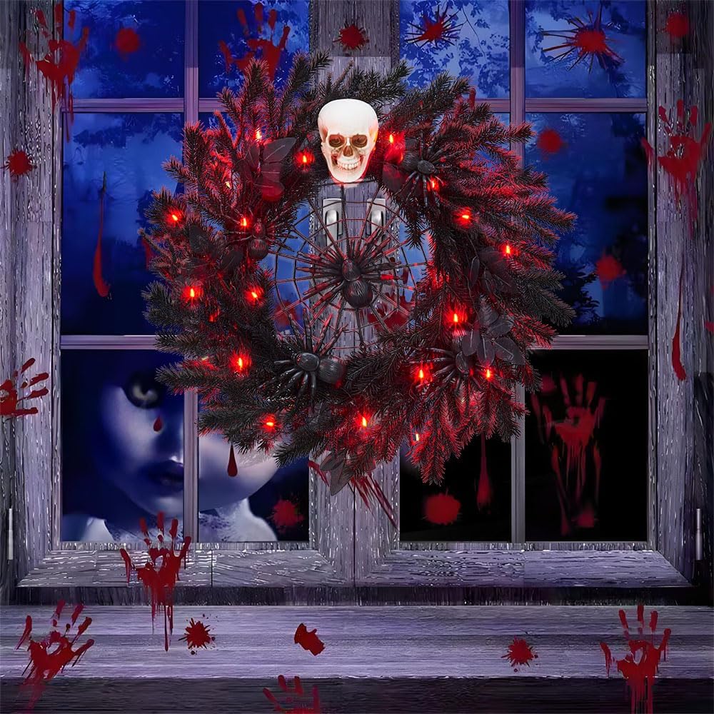 22 Inch Halloween Wreath with Lights