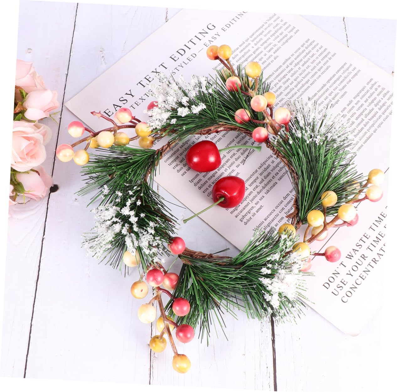 Cabilock Resin Berry Garland Wreath for Front Door