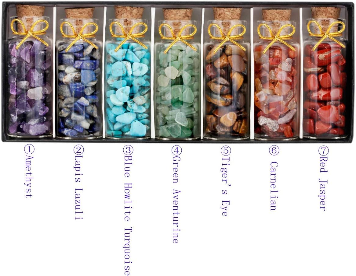 SUNYIK 7 Chakra Wishing Bottles Crystal Wand Set
