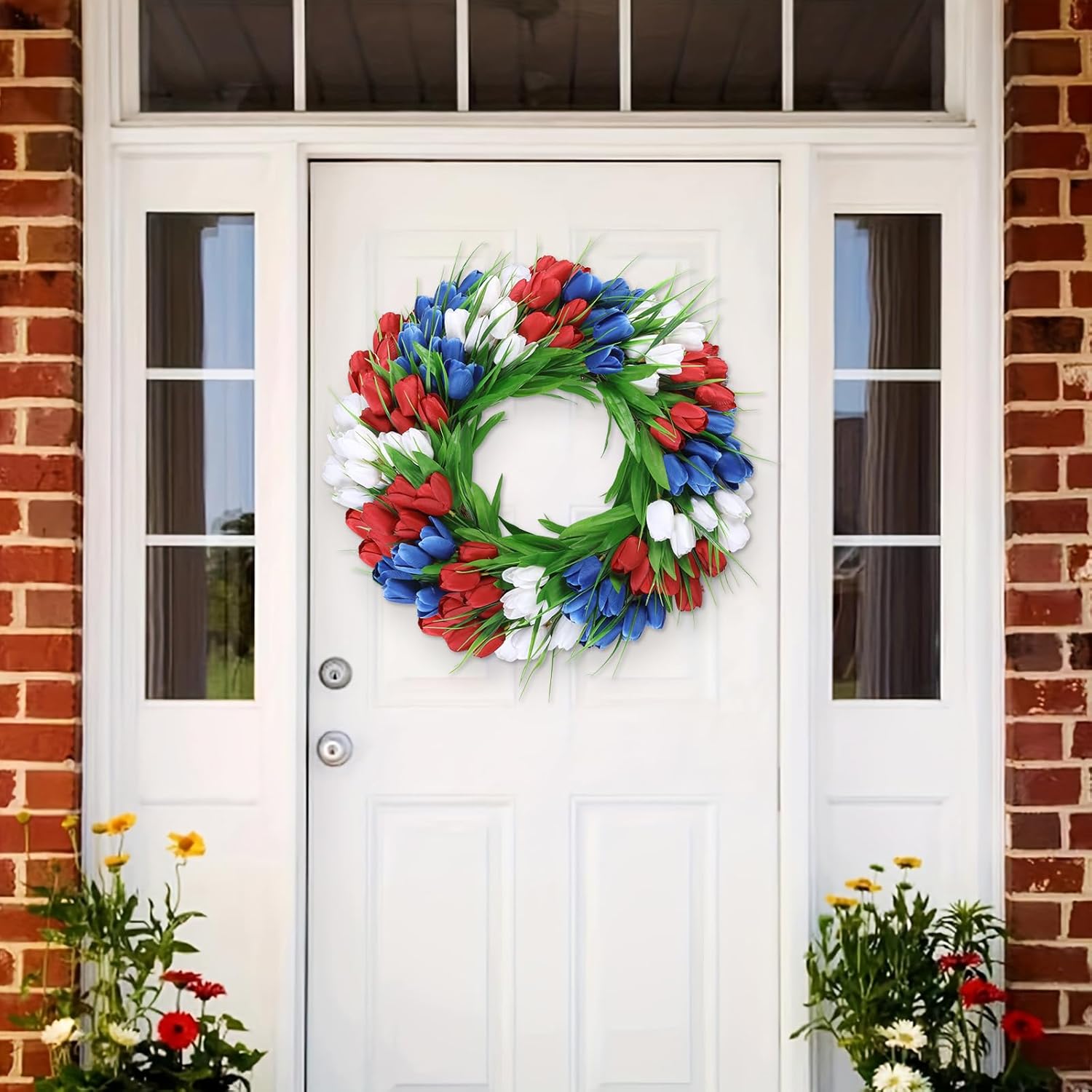 UArtlines 20 Inch Tulip Wreath for Front Door