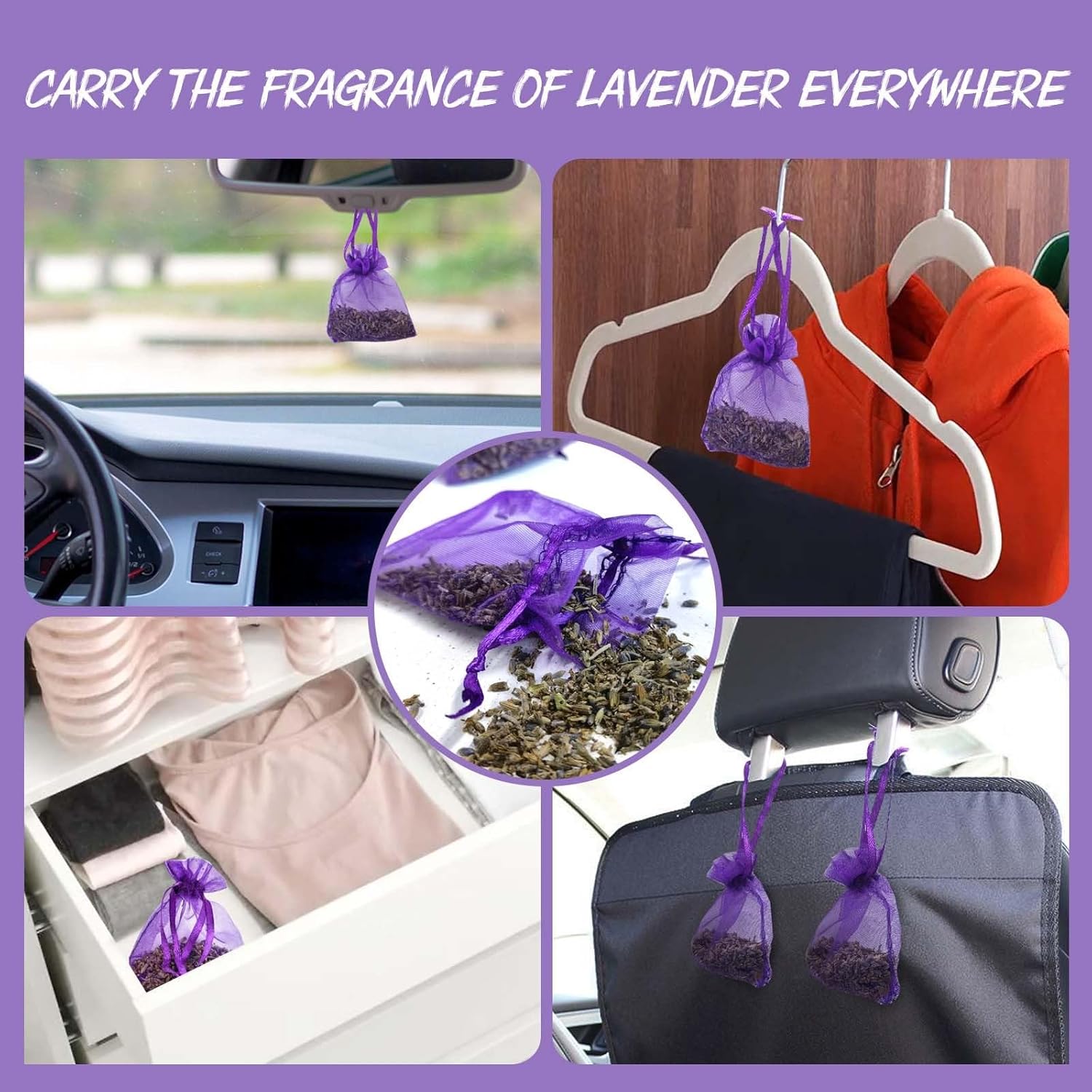 HELLORSO 10 Pack Lavender Sachet Bags for Drawers Closets