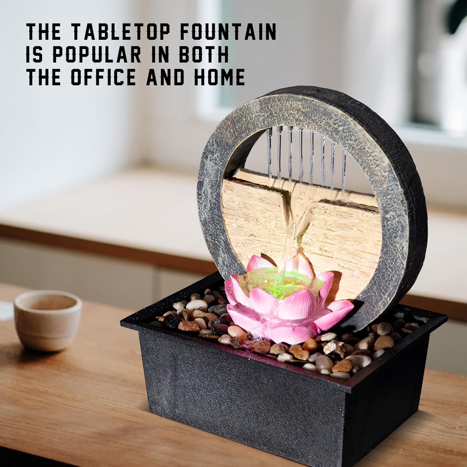 Vipush Tabletop Water Fountain with LED Light