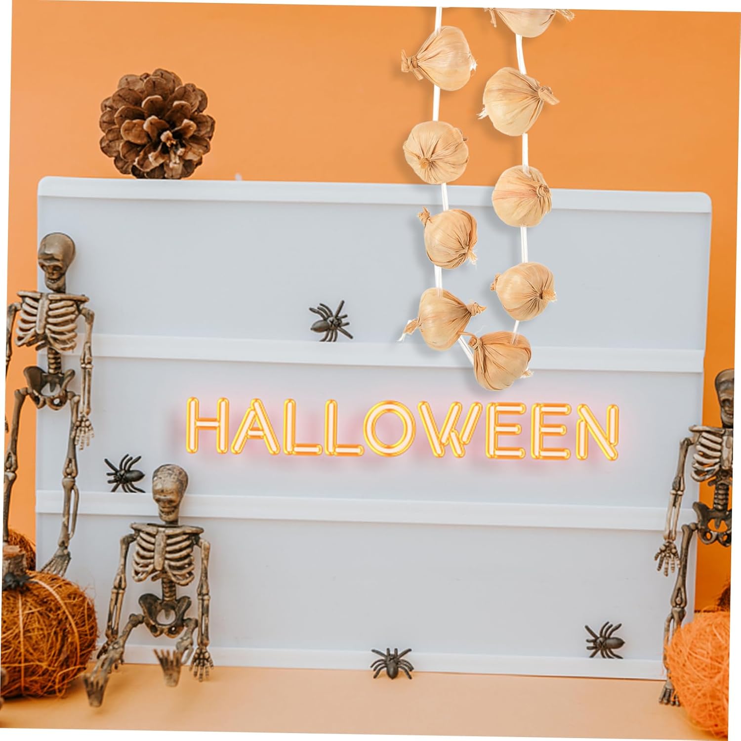 Cabilock Simulated Garlic String Wreath for Halloween Cosplay Stage Decorations