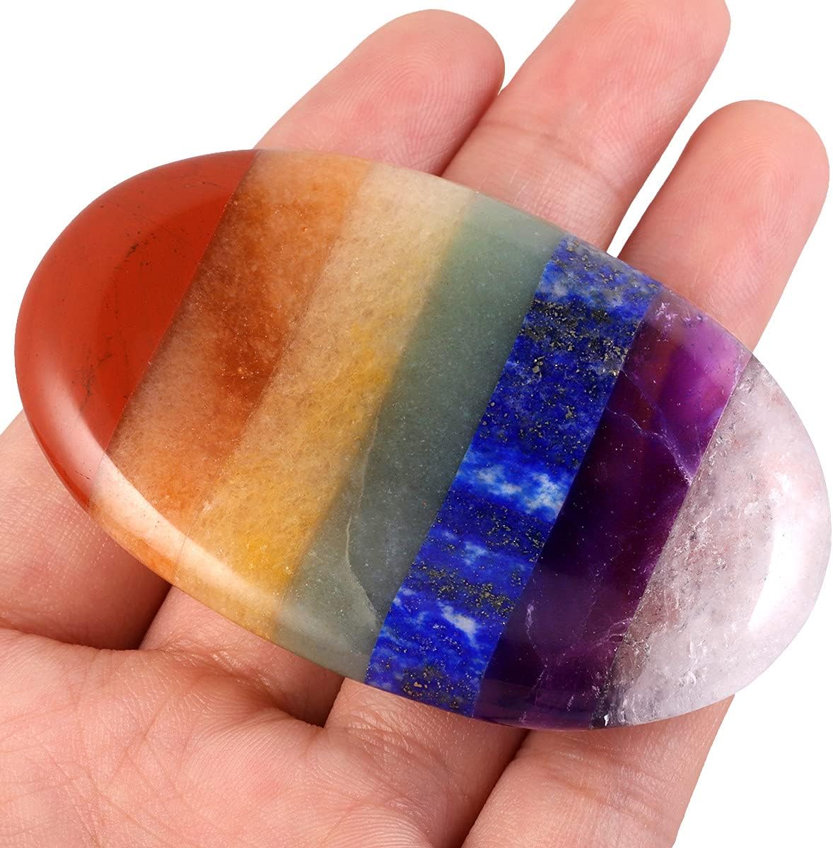 TUMBEELLUWA 7 Chakra Crystal Thumb Worry Stone
