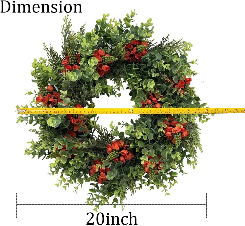 20 Inch Spring Summer Wreath for Front Door Decor