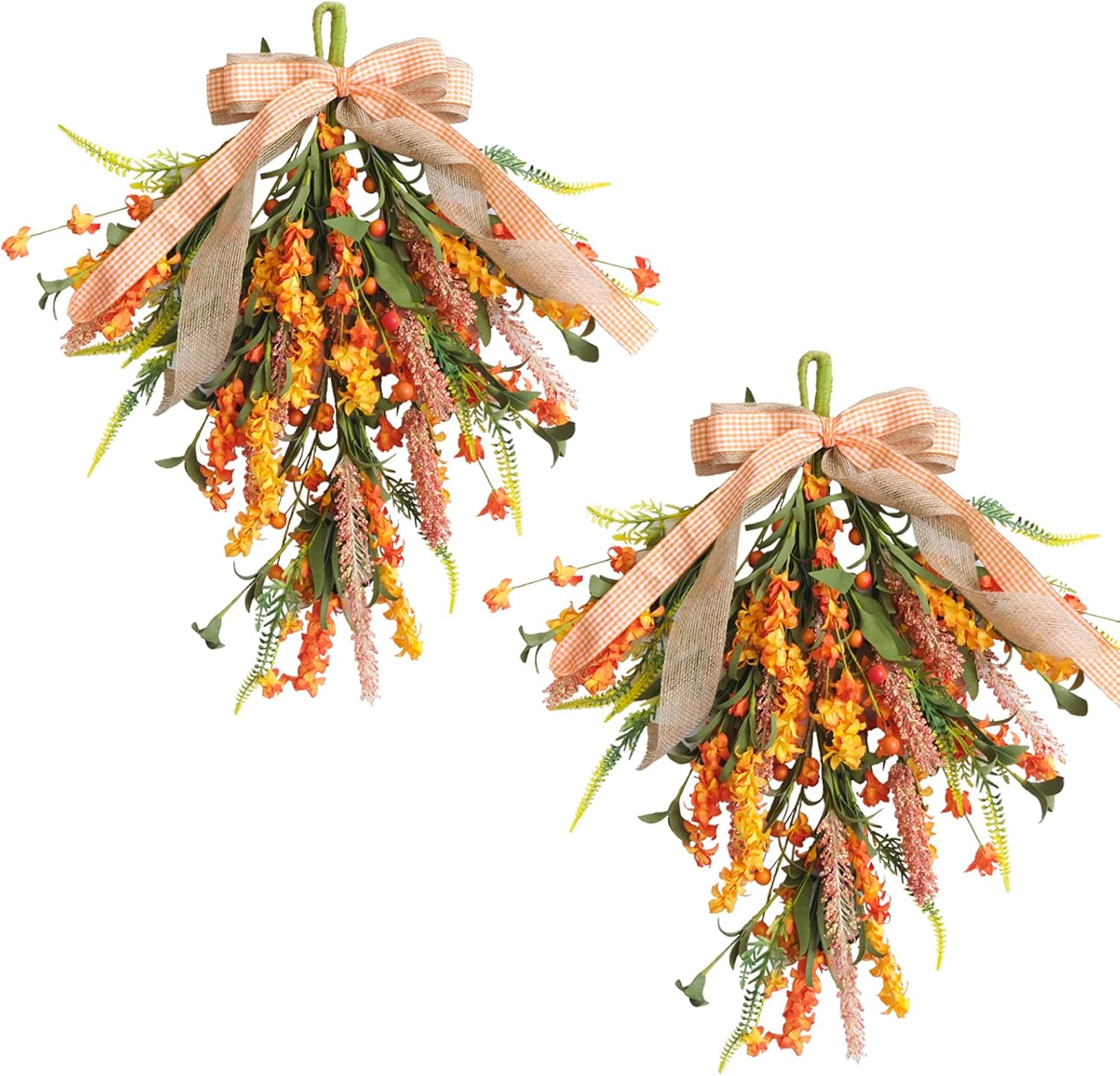 Set of 2 Fall Swags with Artificial Flowers and Berries