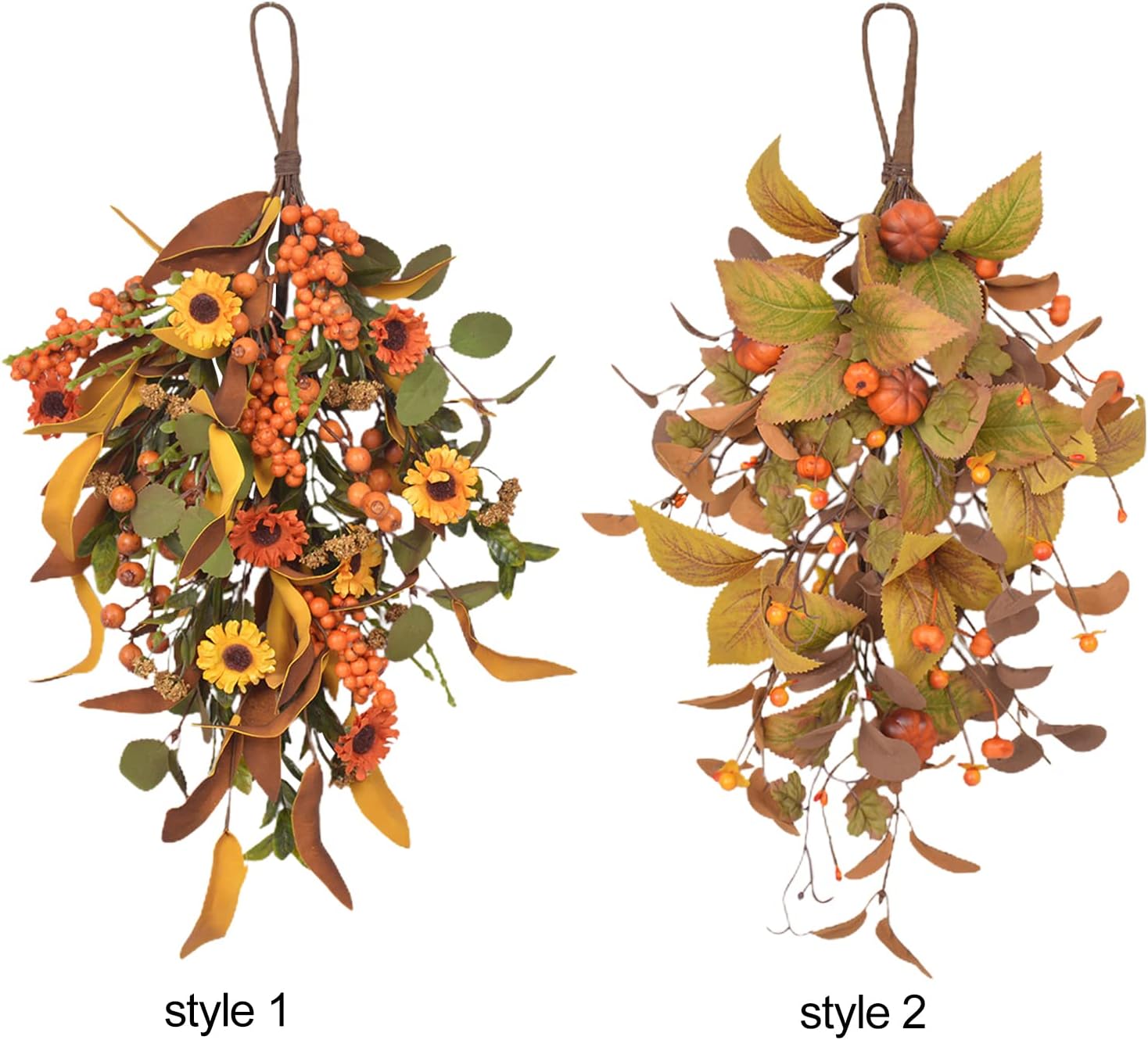 197 Inch Fall Harvest Teardrop Wreath Wall Hanging