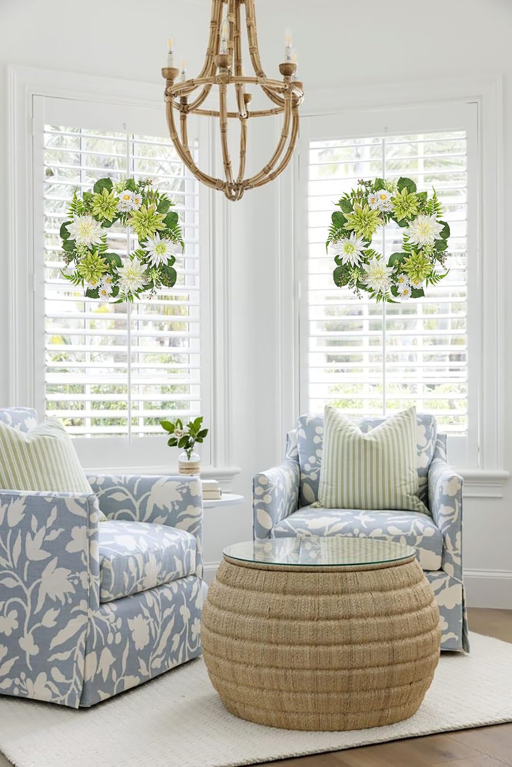 Briful 20in Artificial Dahlia Wreath for Front Door
