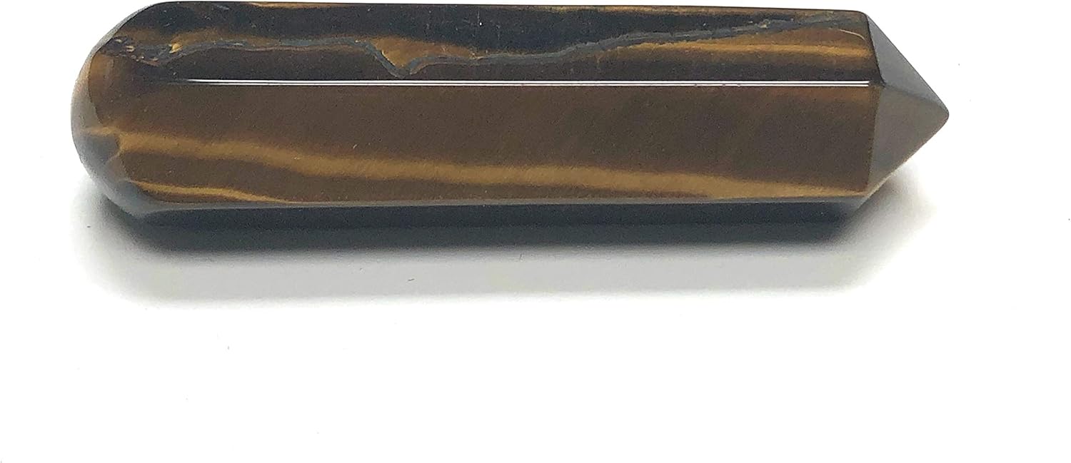 60MM Golden Tiger Eye Crystal Wand with Velvet Pouch