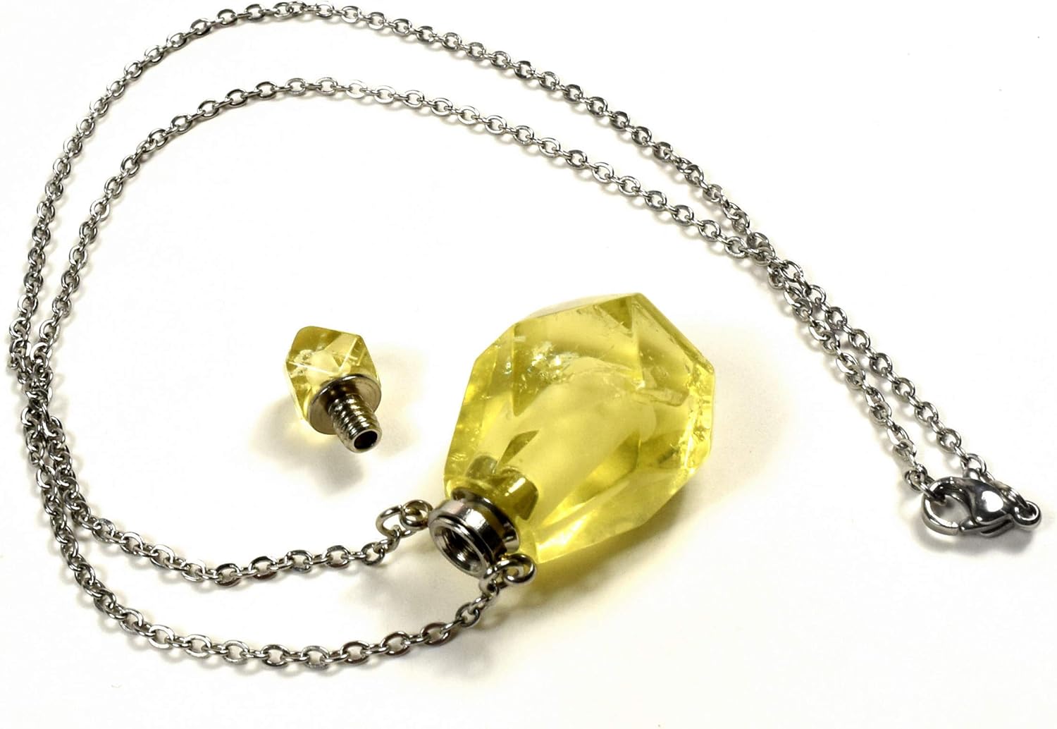 33mm Golden Citrine Perfume Carved Bottle with Chain