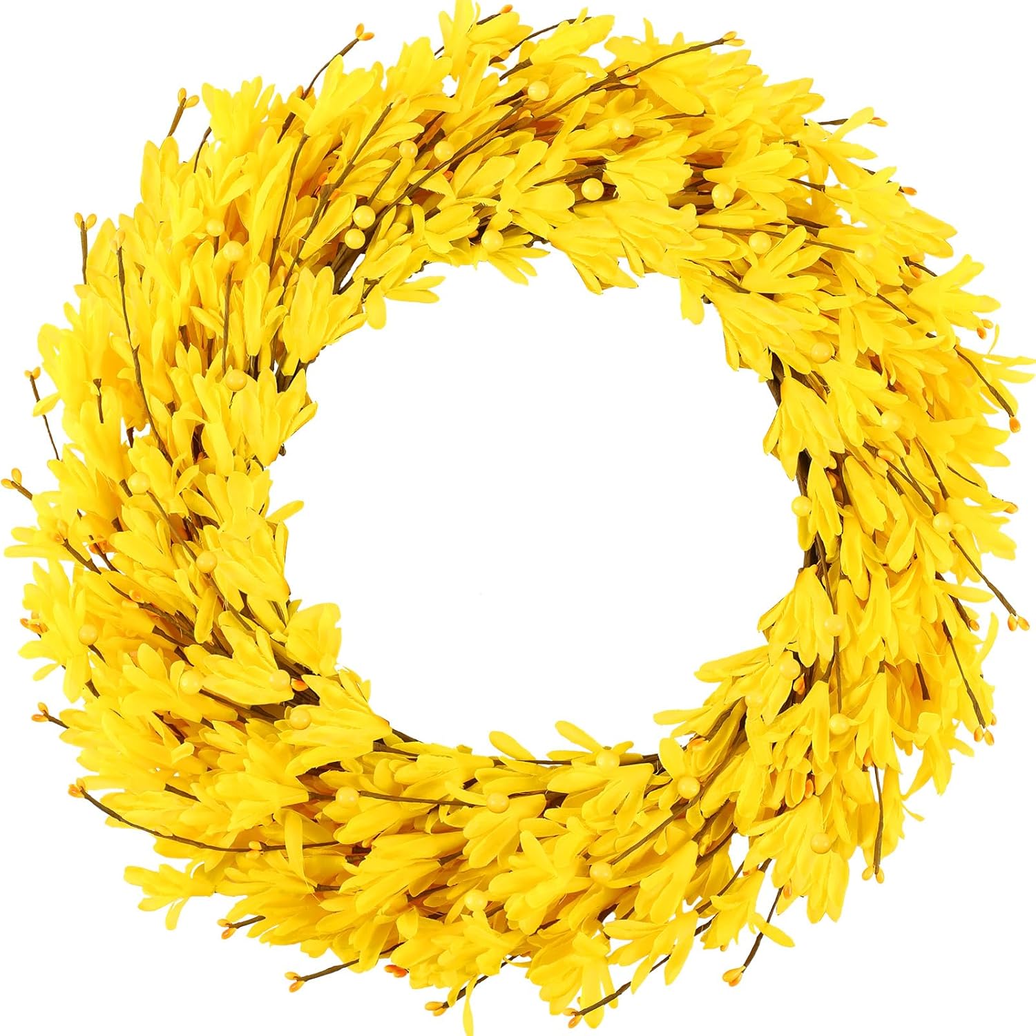 20 Artificial Forsythia Wreath Yellow Door Decor
