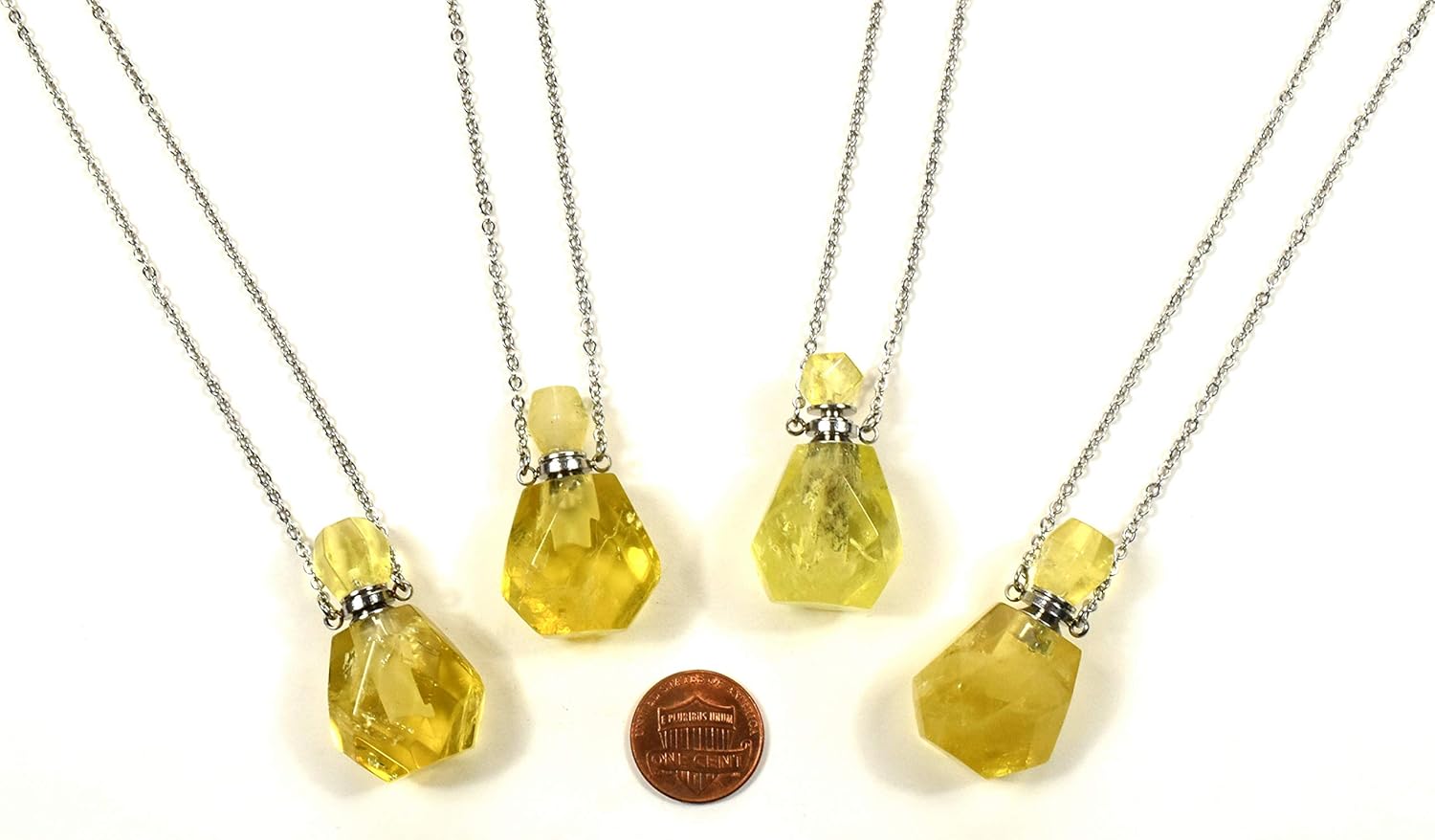 33mm Golden Citrine Perfume Carved Bottle with Chain