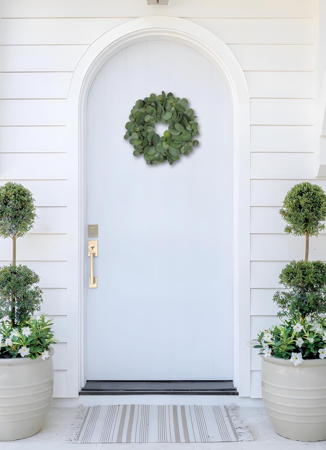 Briful 15 Inch Faux Eucalyptus Wreath for Front Door