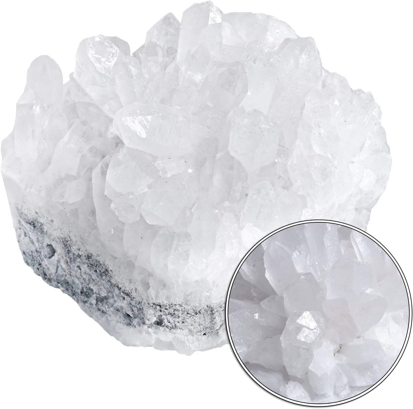 Amogeeli Natural Rock Crystal Geode Cluster Decor