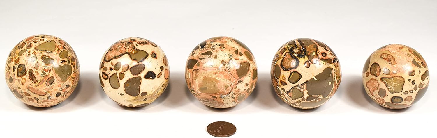 HQRP 47mm Leopardite Jasper Sphere Natural Crystal Mineral Ball with Stand
