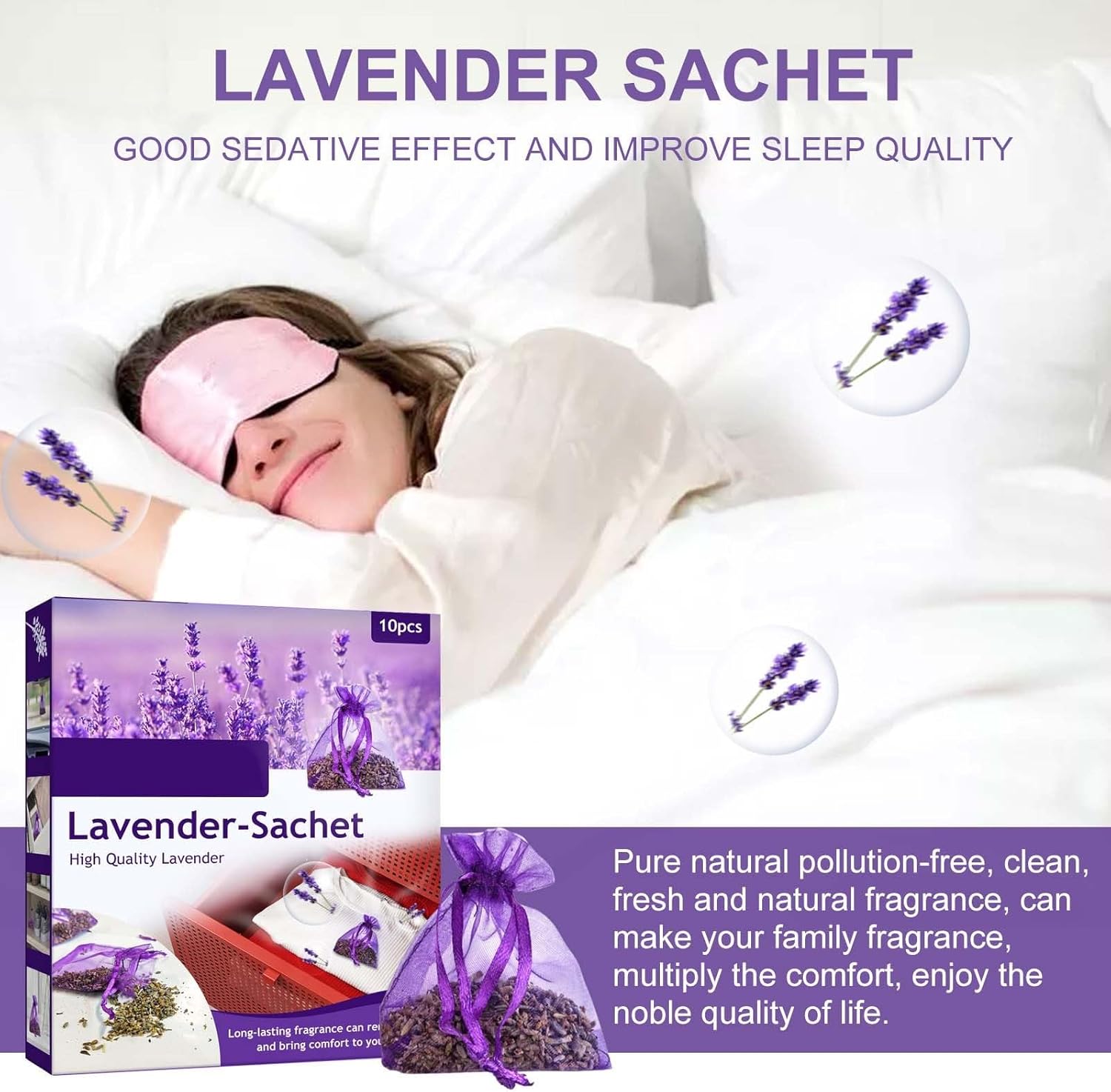 HELLORSO 10 Pack Lavender Sachet Bags for Drawers Closets
