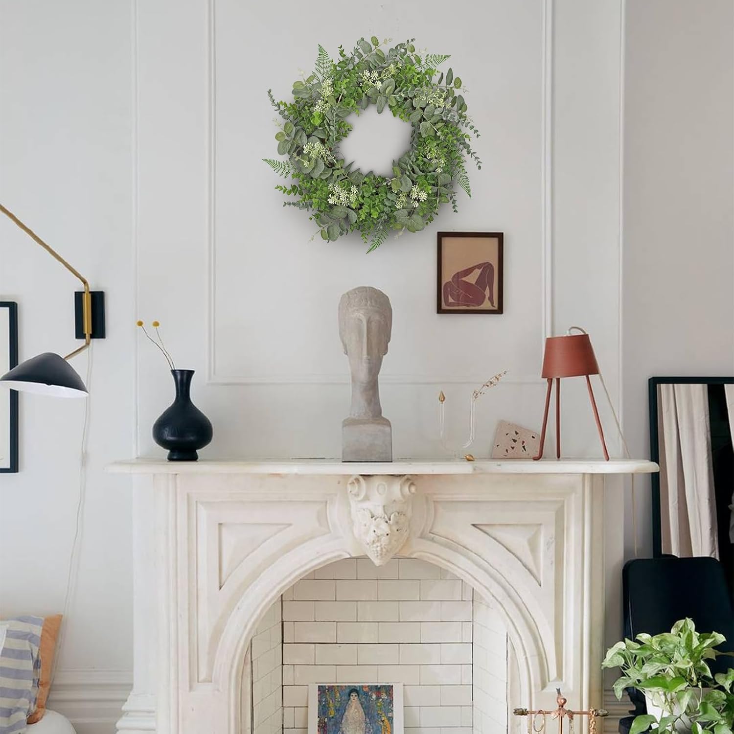 Briful 20in Eucalyptus Door Wreath for Front Door All Seasons Home Decor