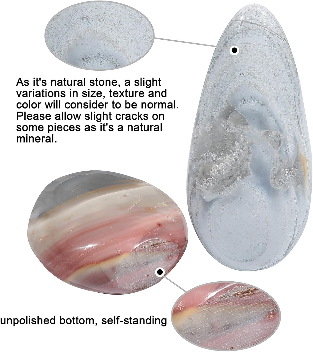 SUNYIK Irregular Ocean Jasper Stone Slab Self-Standing Decor for Home Office Meditation