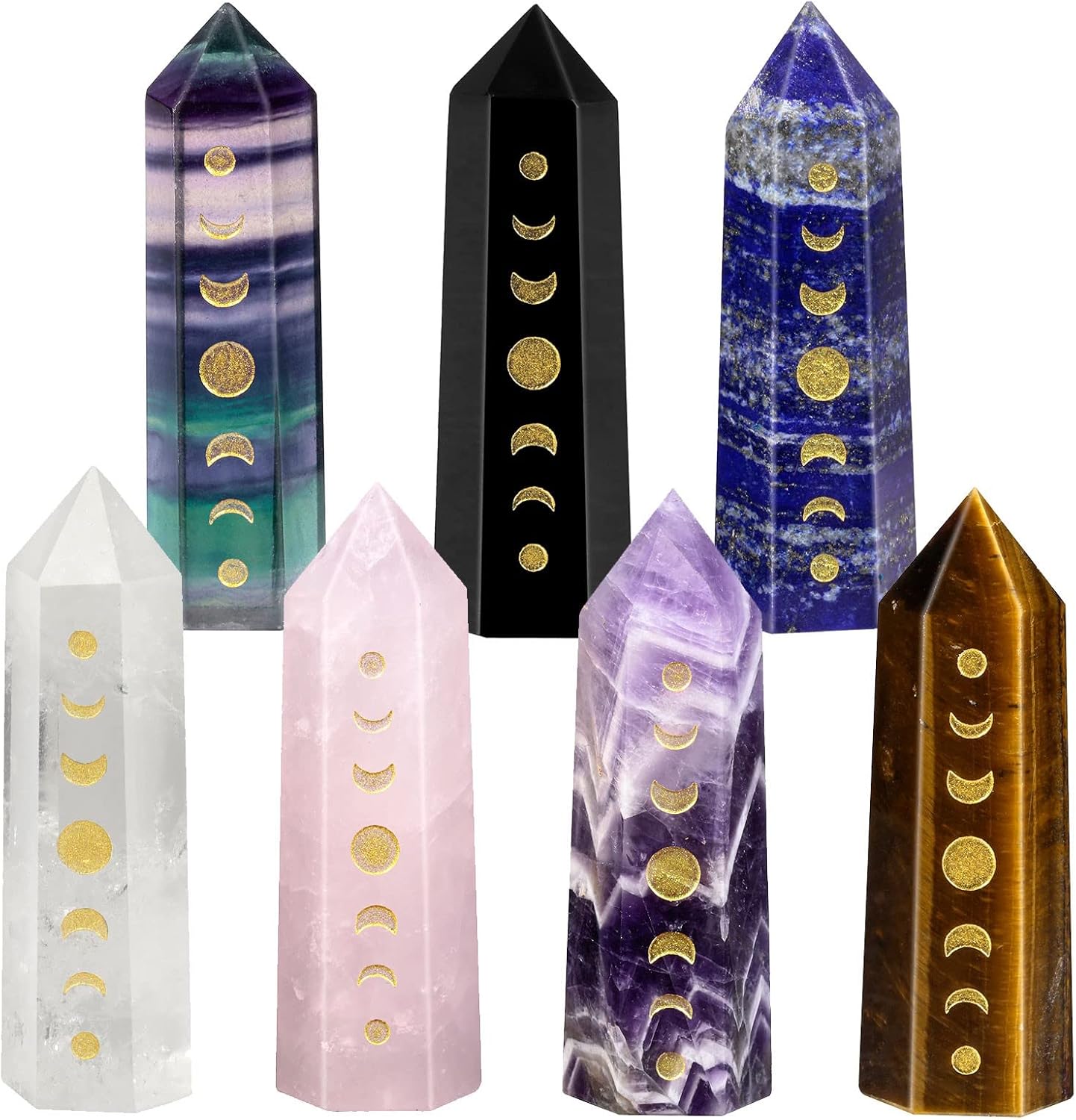 SUNYIK 7 Chakra Wishing Bottles Crystal Wand Set