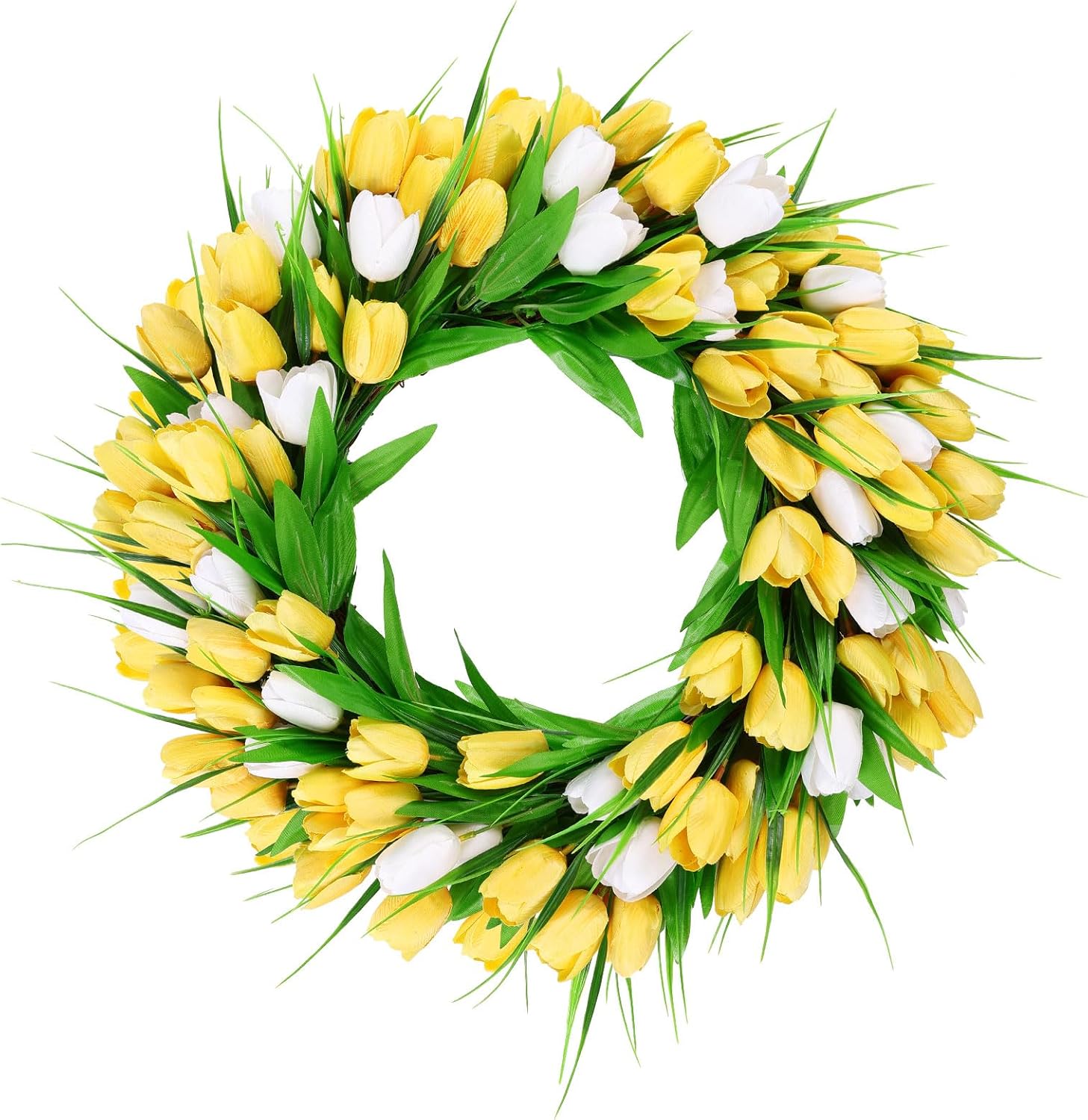 UArtlines 20 Inch Artificial Tulip Wreath for Front Door