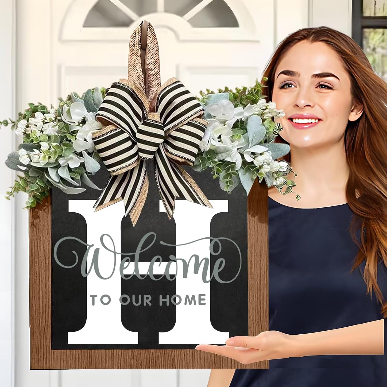 Custom Last Name Welcome Wreath for Front Door
