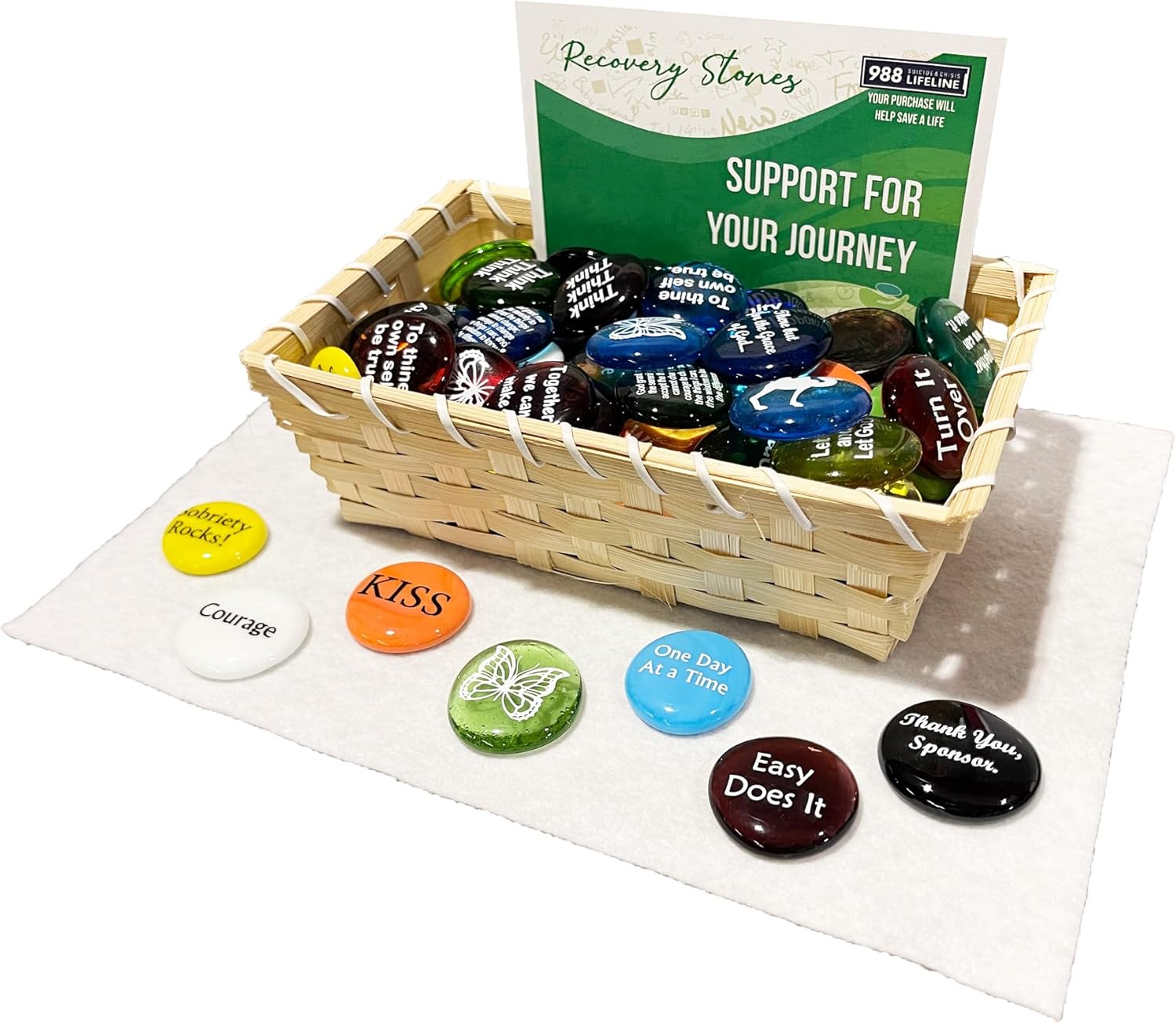 Lifeforce Glass Stones Recovery Sobriety Affirmation Assortment