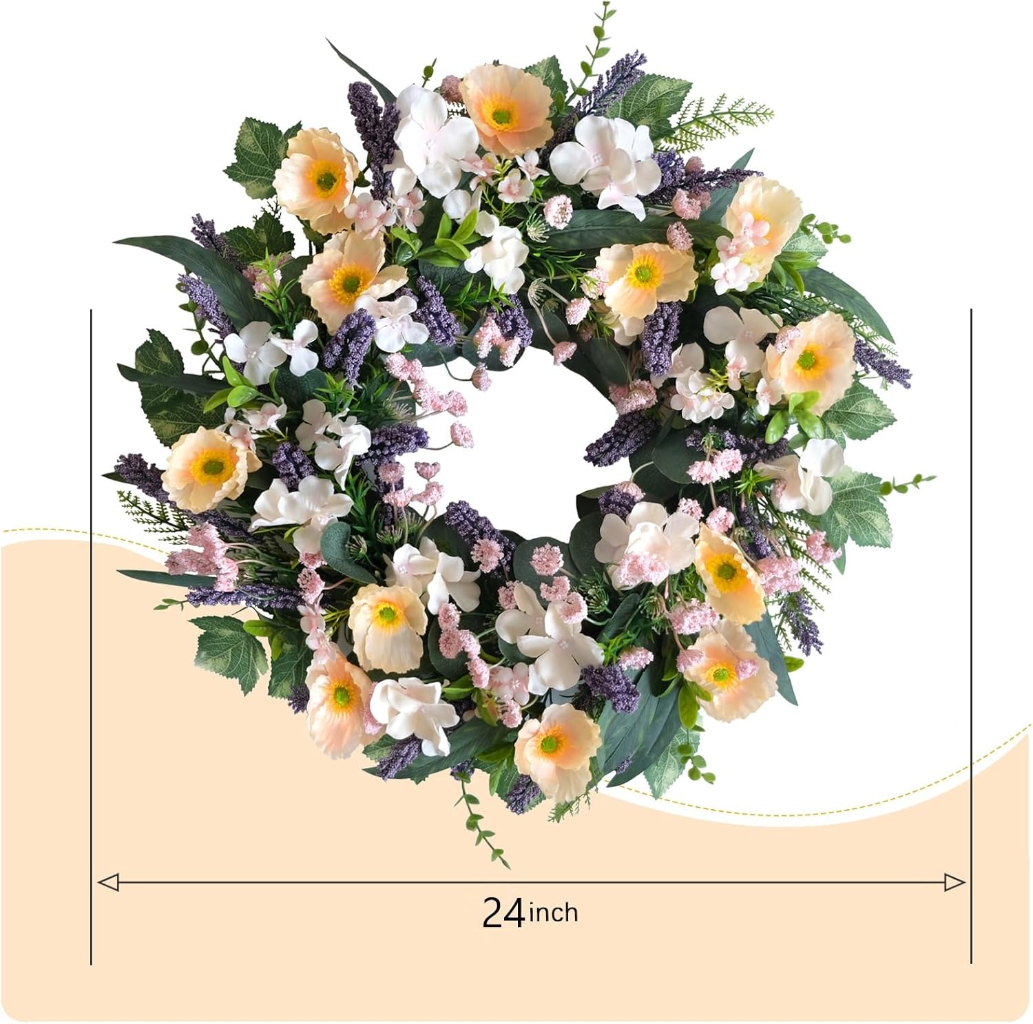 24-inch Purple Lavender Yellow Wreath for Home Wedding