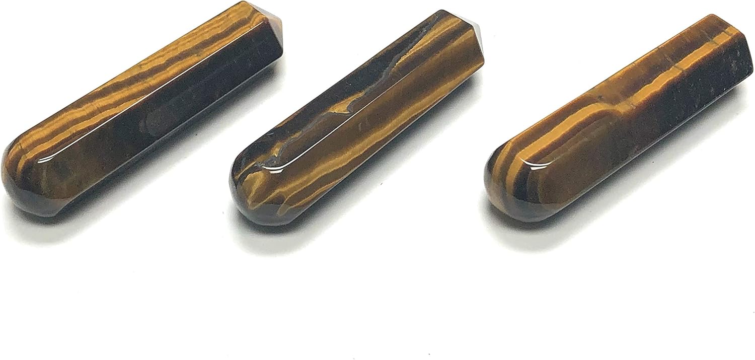 60MM Golden Tiger Eye Crystal Wand with Velvet Pouch