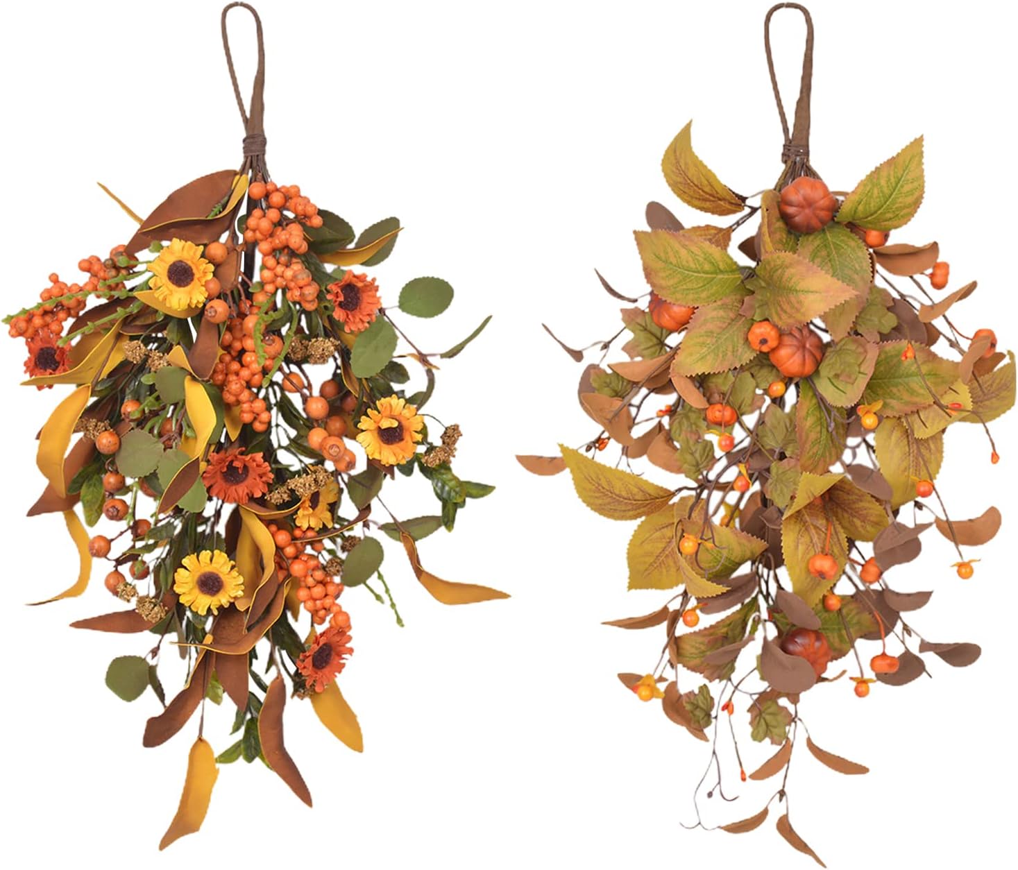 BEIJIALY Artificial Fall Wreath 175 Inch Autumn Decor