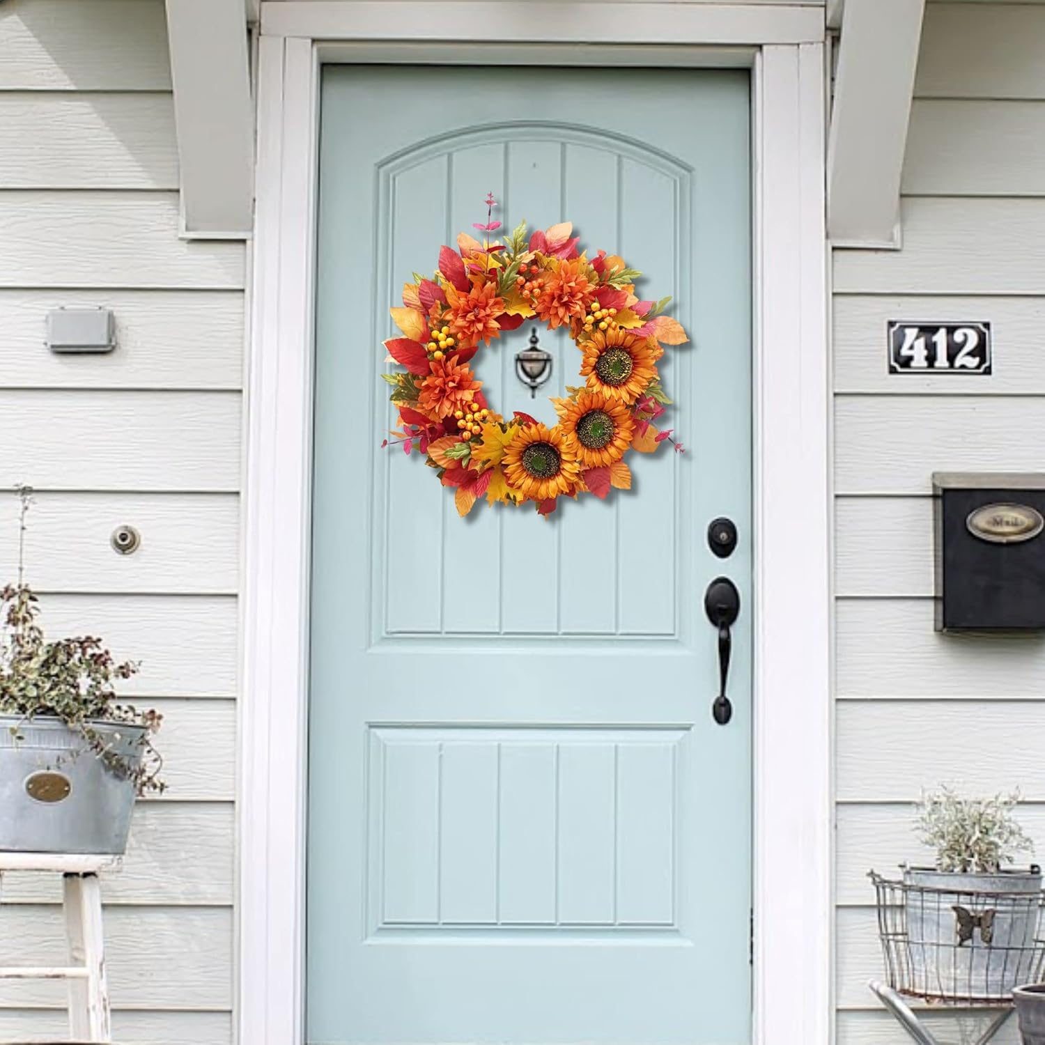 Tokcare 20 Inch Fall Wreath for Front Door