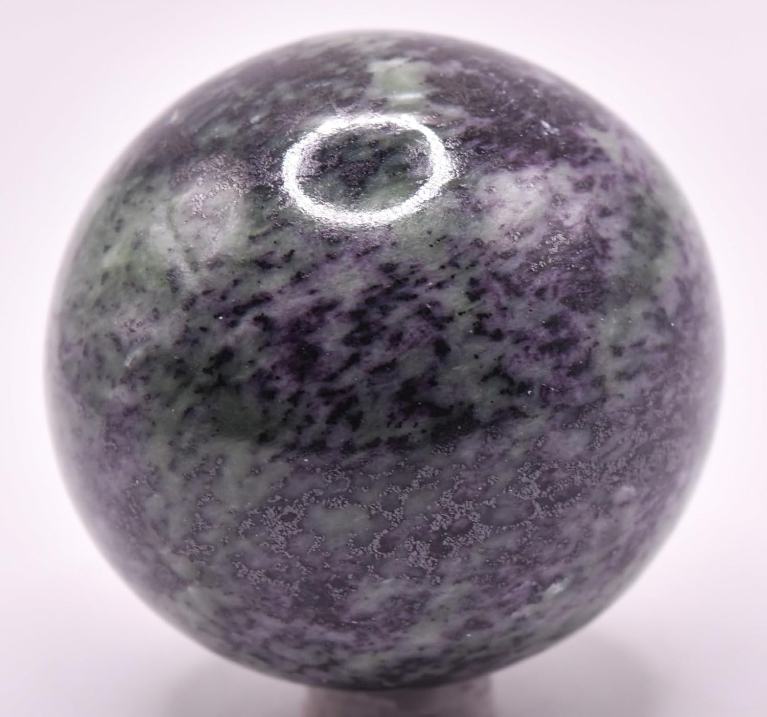 21 Inch Purple Kammererite Sphere with Green Inclusions - India Stand
