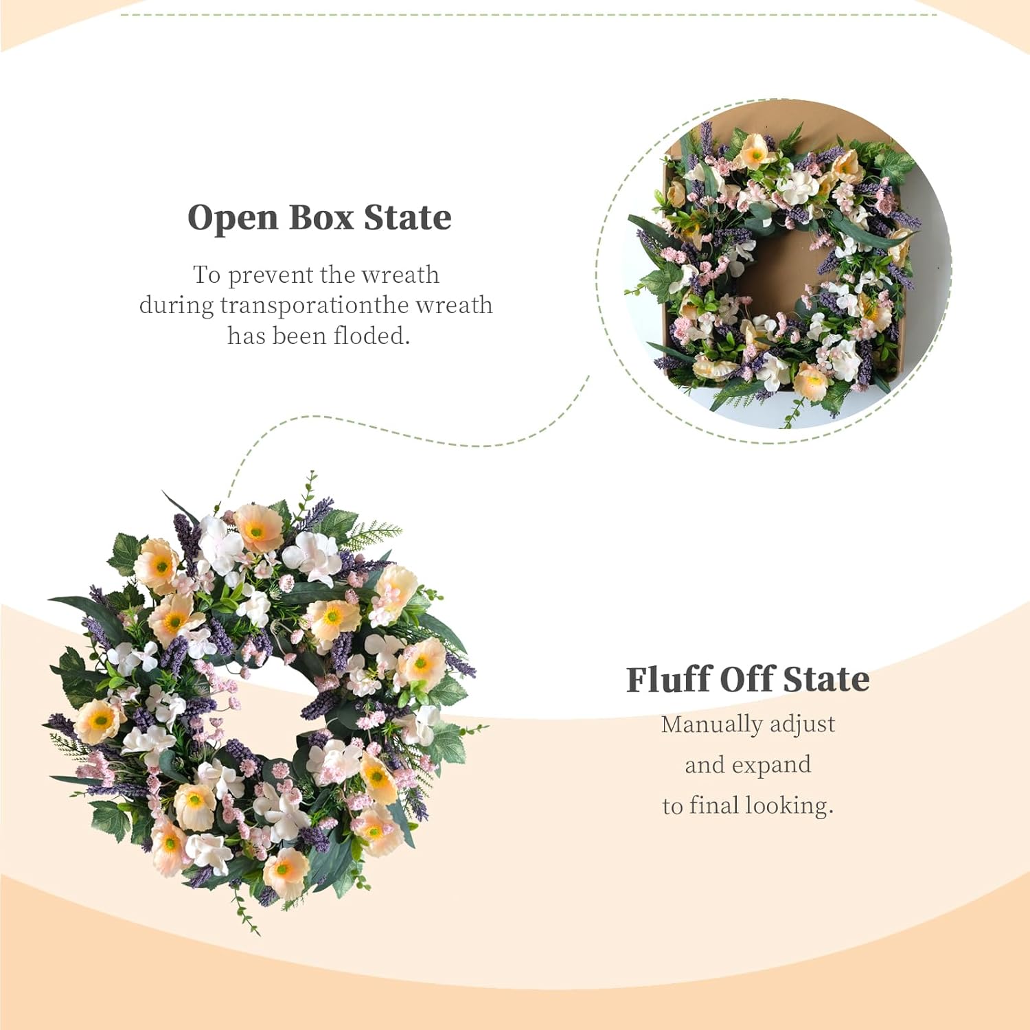 24-inch Purple Lavender Yellow Wreath for Home Wedding
