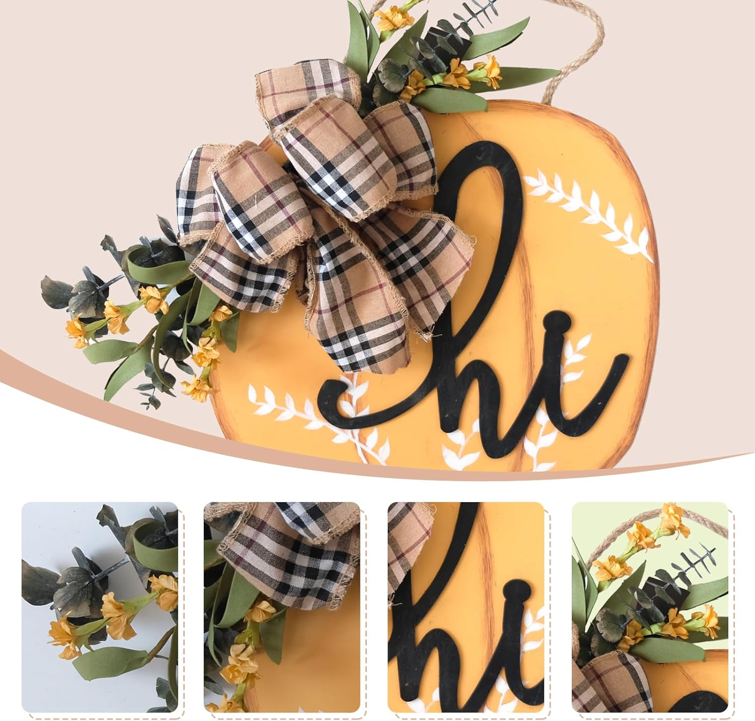 Idyllic Fall Harvest Pumpkin Wreath 12 Inch Wood Decor