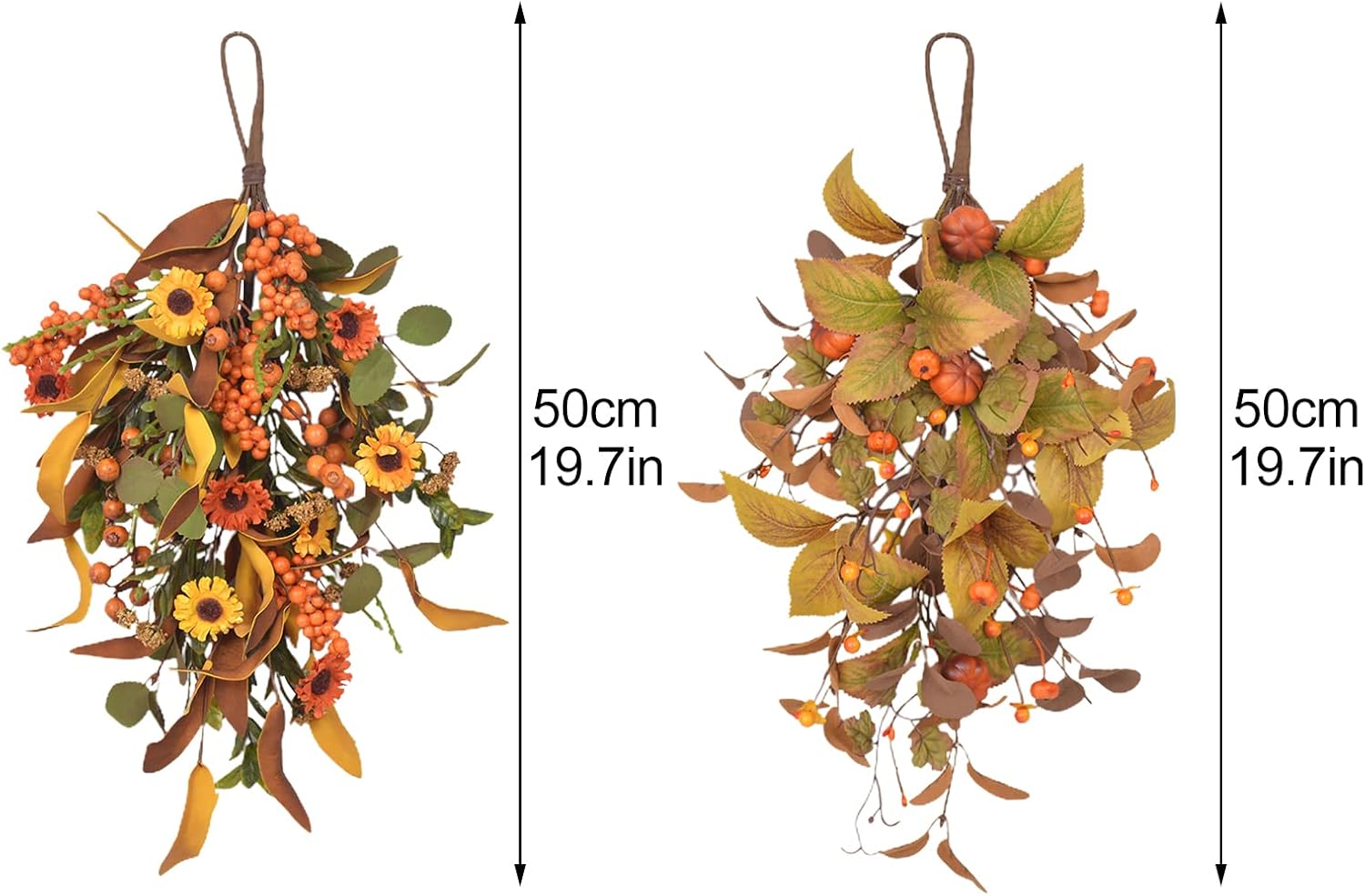 197 Inch Fall Harvest Teardrop Wreath Wall Hanging