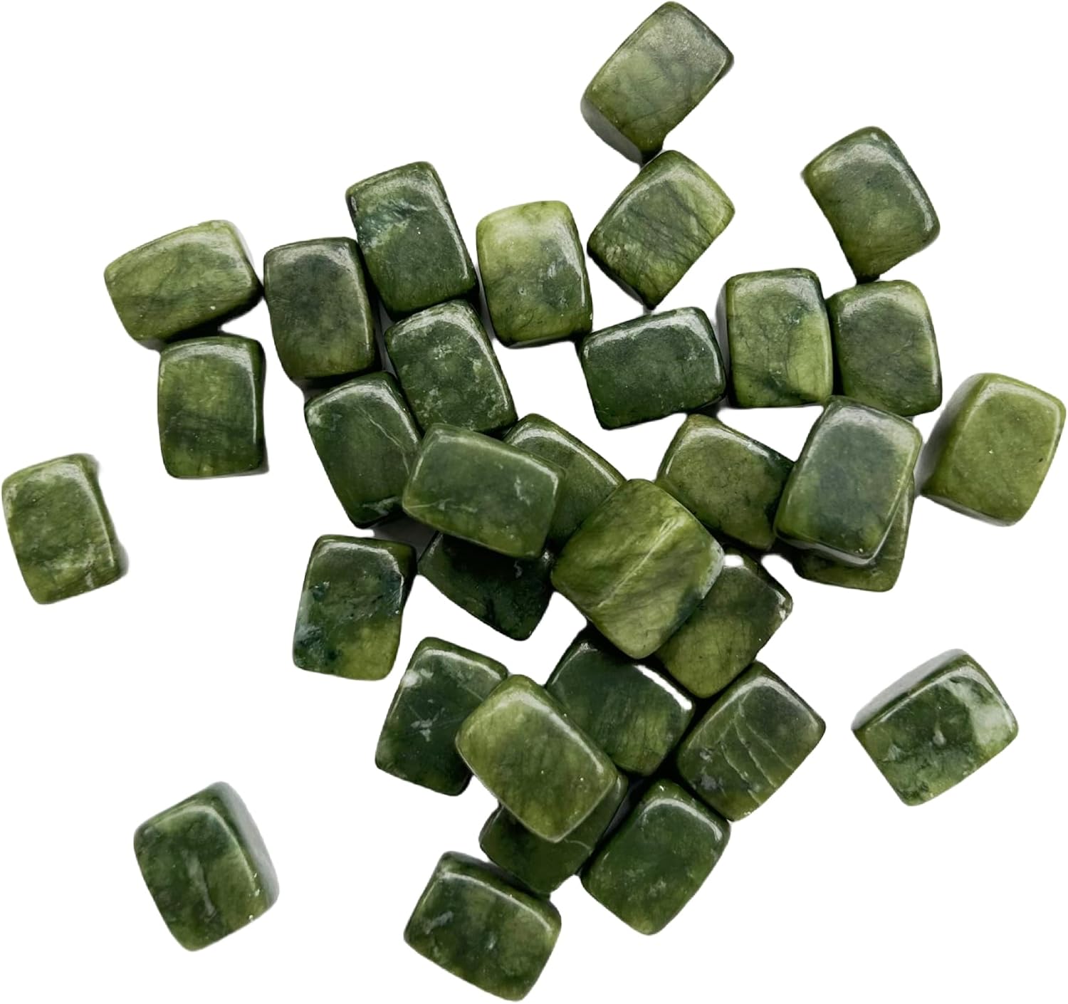 15Pcs Green Jade Tumbled Rule Block Healing Stones for Reiki Vase Filler and Chakra Balancing