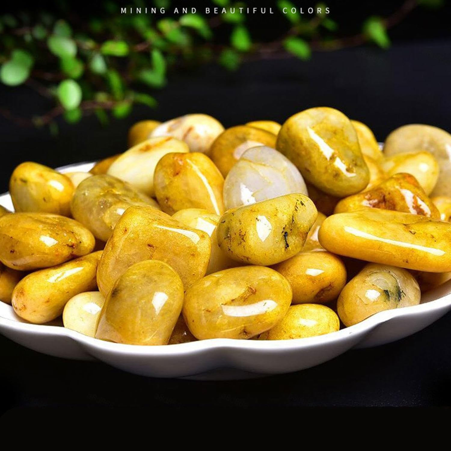 22 Pound Tumbled Yellow Jade Stones - Reiki Crystal Decor Stones for Indoor Fountain