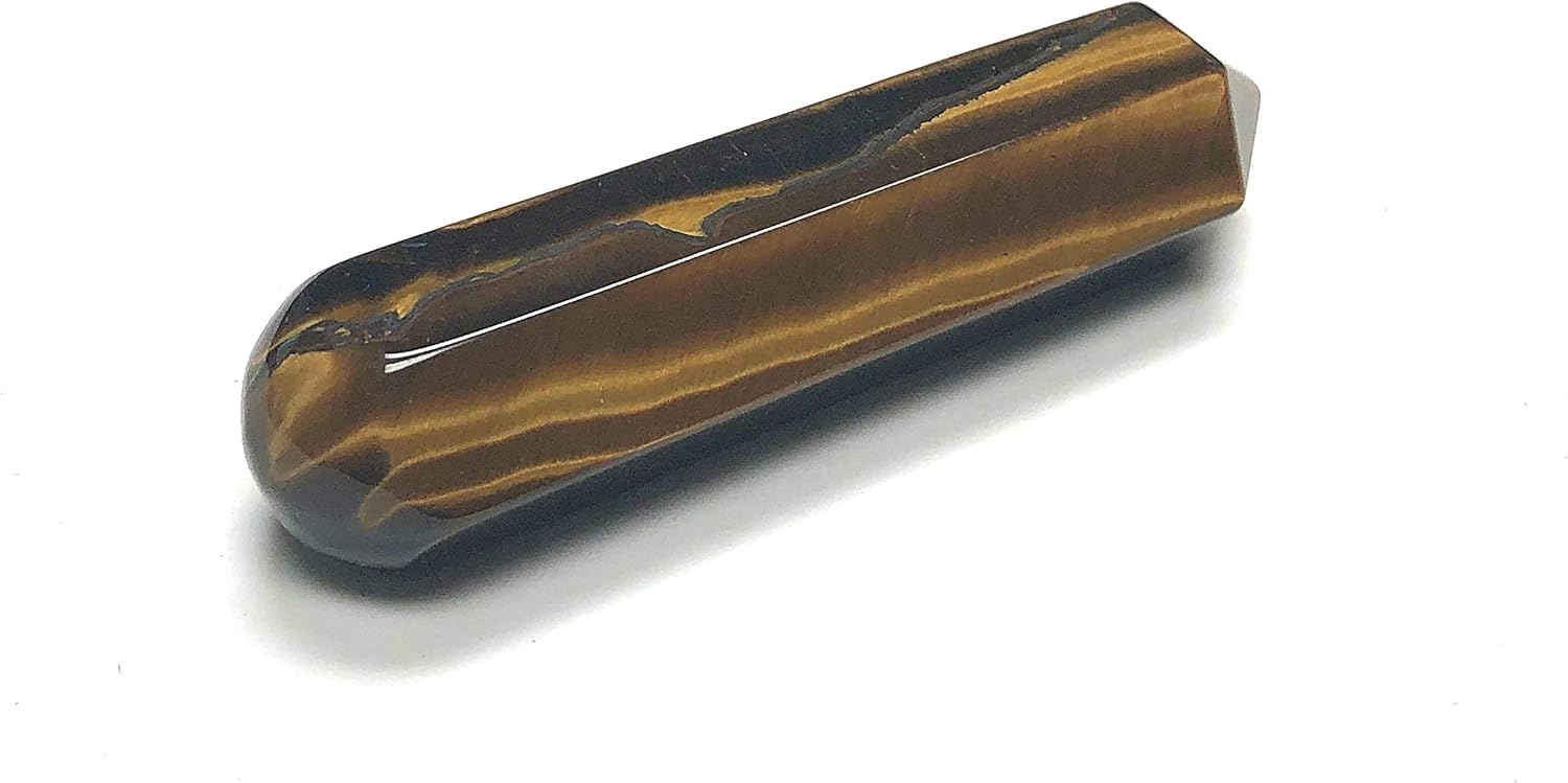60MM Golden Tiger Eye Crystal Wand with Velvet Pouch