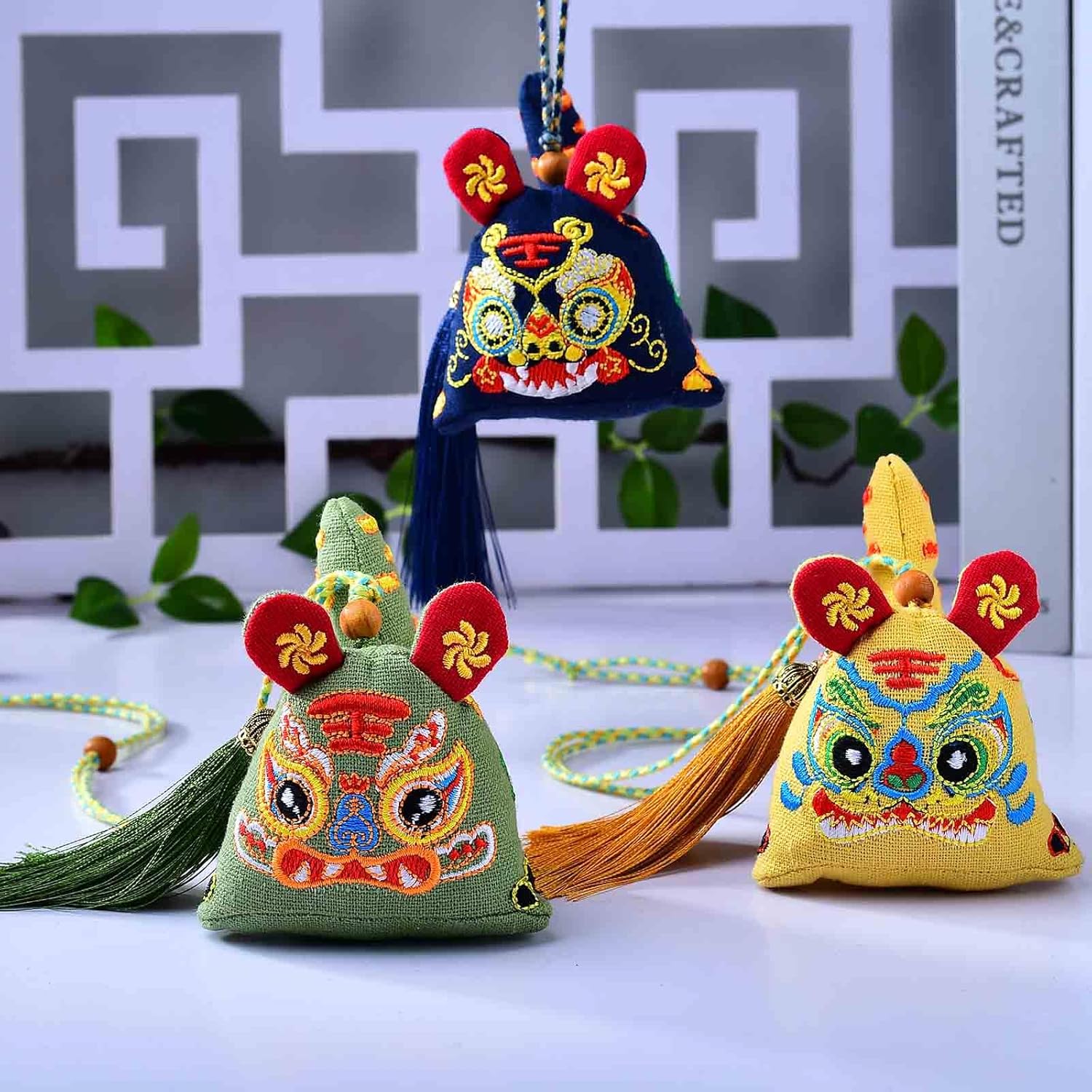 Traditional Moxa Tiger Sachet Pendant Car Decor and Home Fragrance Accessory