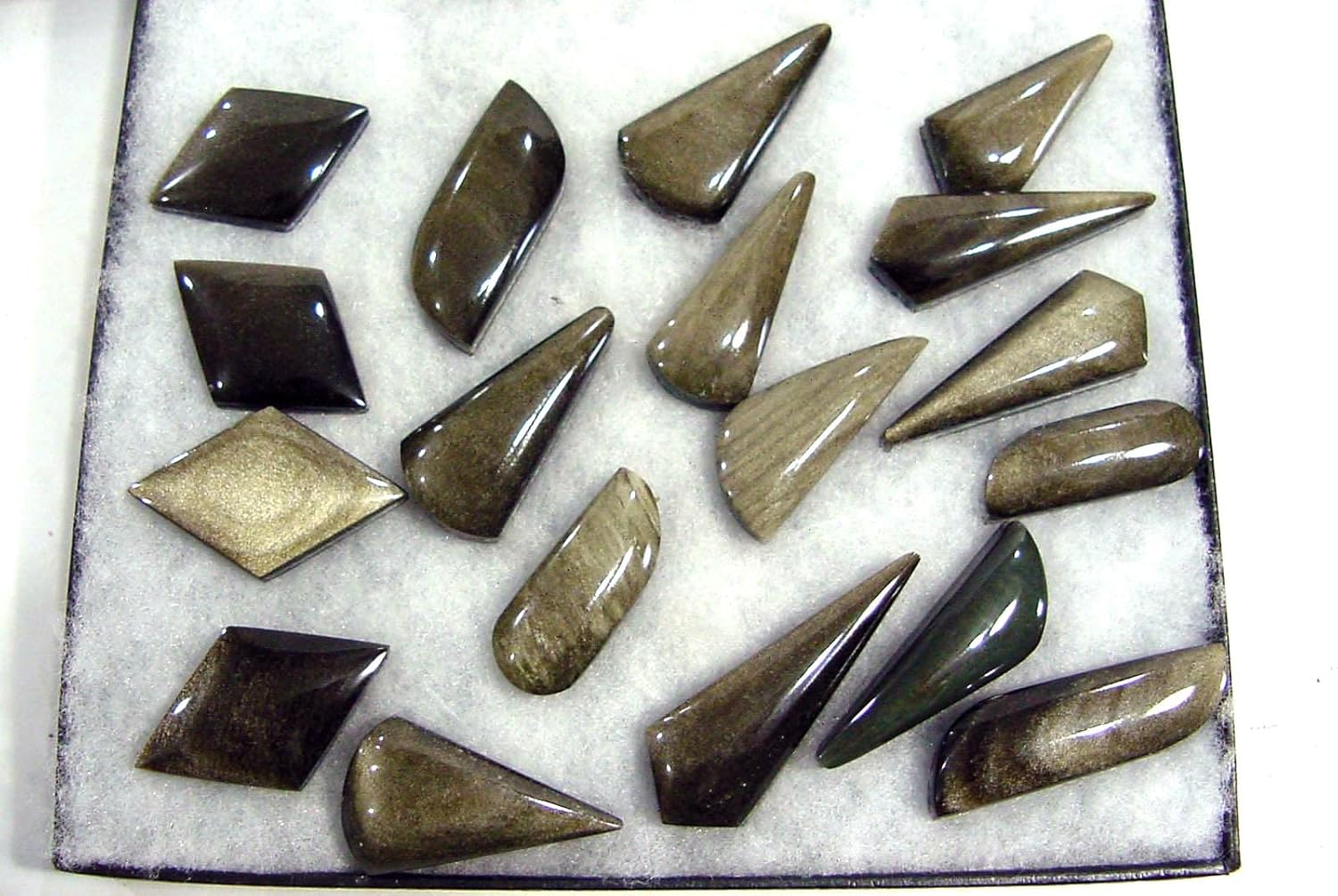 Mexican Gold Sheen Obsidian Lapidary Gem Stones 18 Pieces