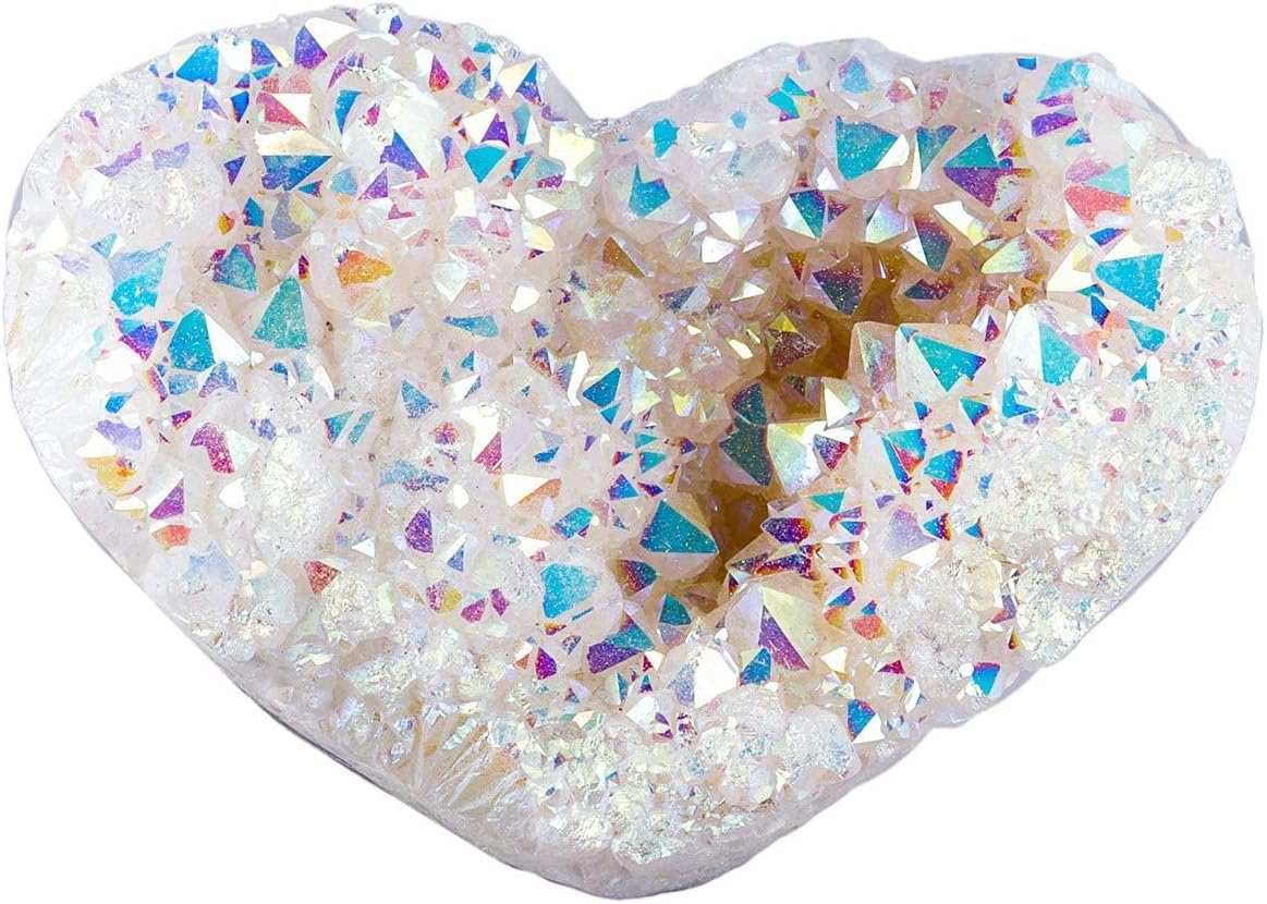 Rockcloud Titanium Coated Crystal AB Rough Stone Cluster Druzy Geode Figurine 2 Pcs