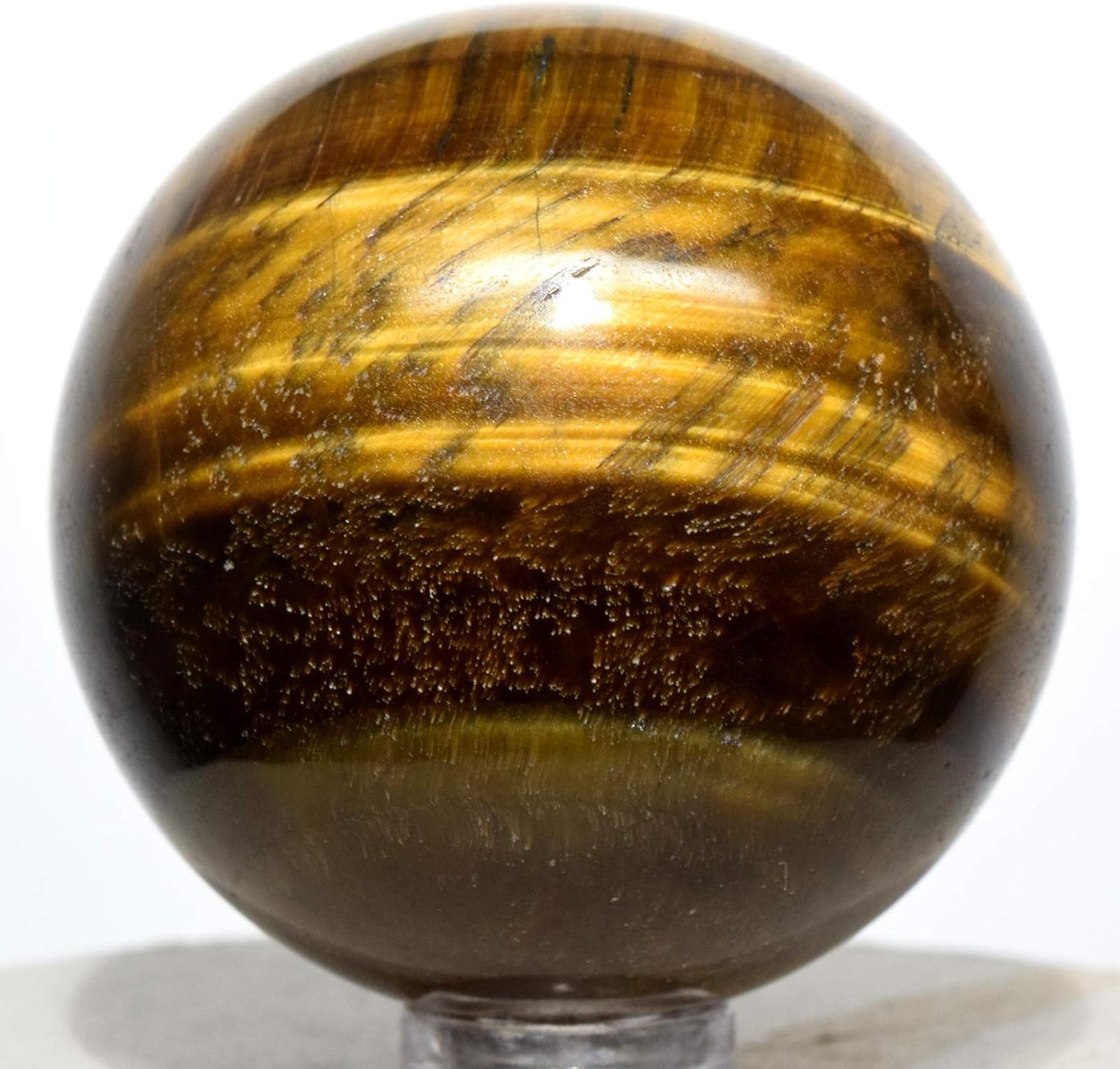 48mm Golden Tiger Eye Sphere with Stand for Home Decor