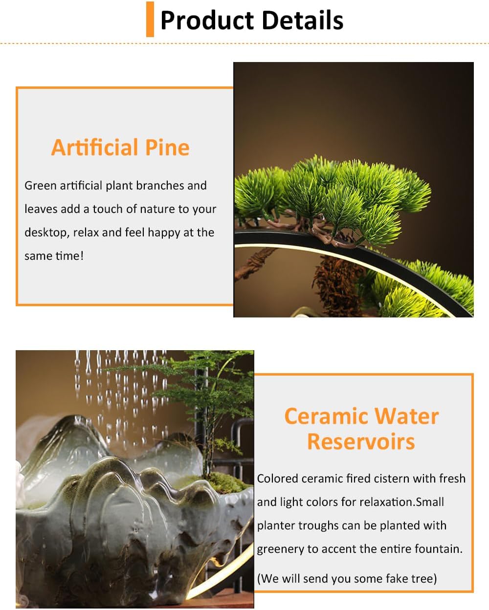 CIFUPUQU Crane Tabletop Water Fountain with Mist and LED Light
