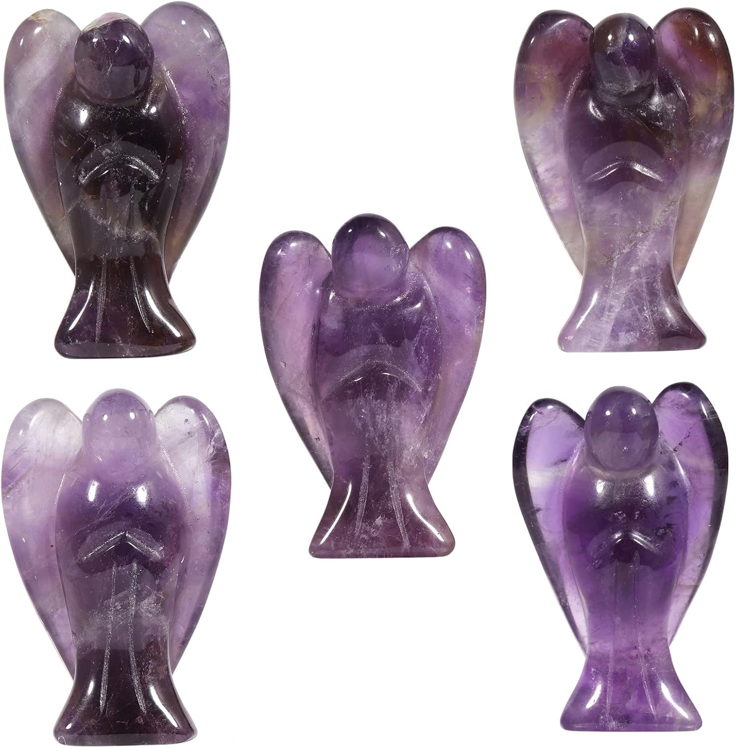 Mookaitedecor Bundle 2 Items Amethyst Angel Figurines and Crystal Money Tree with Chakra Stones Resin Base