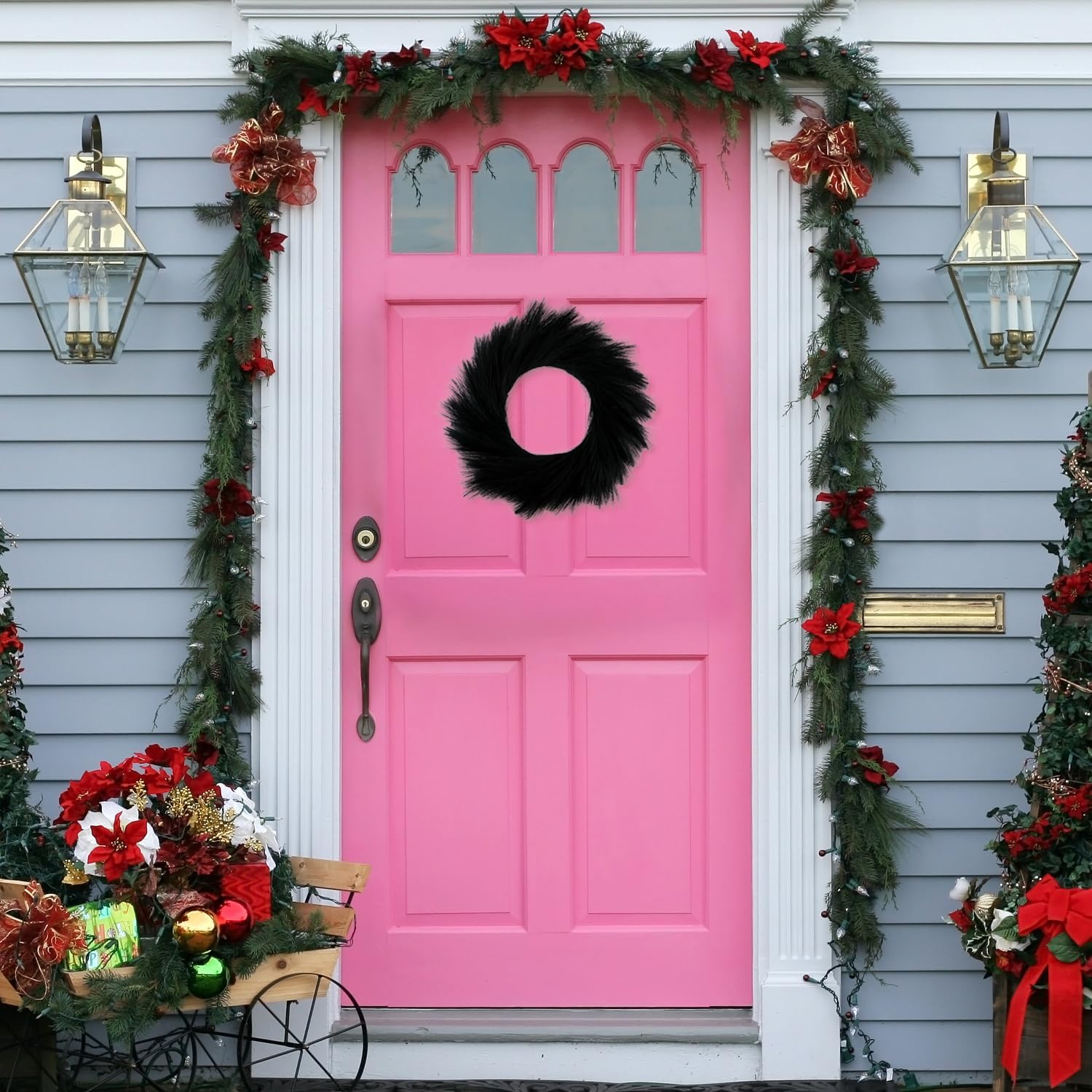 24 Inch Artificial Pampas Grass Wreath for Home Halloween Decor