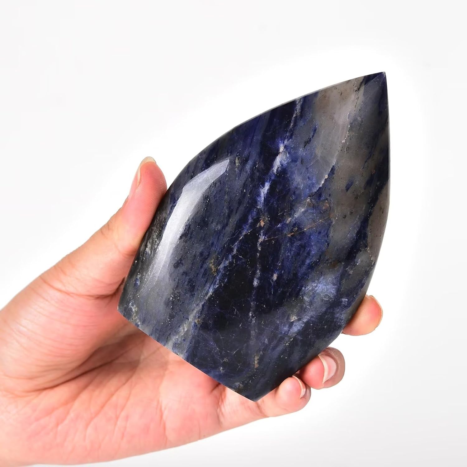 Blue-Veins Stone Healing Crystal Drop Shaped Quartz Wand Tower