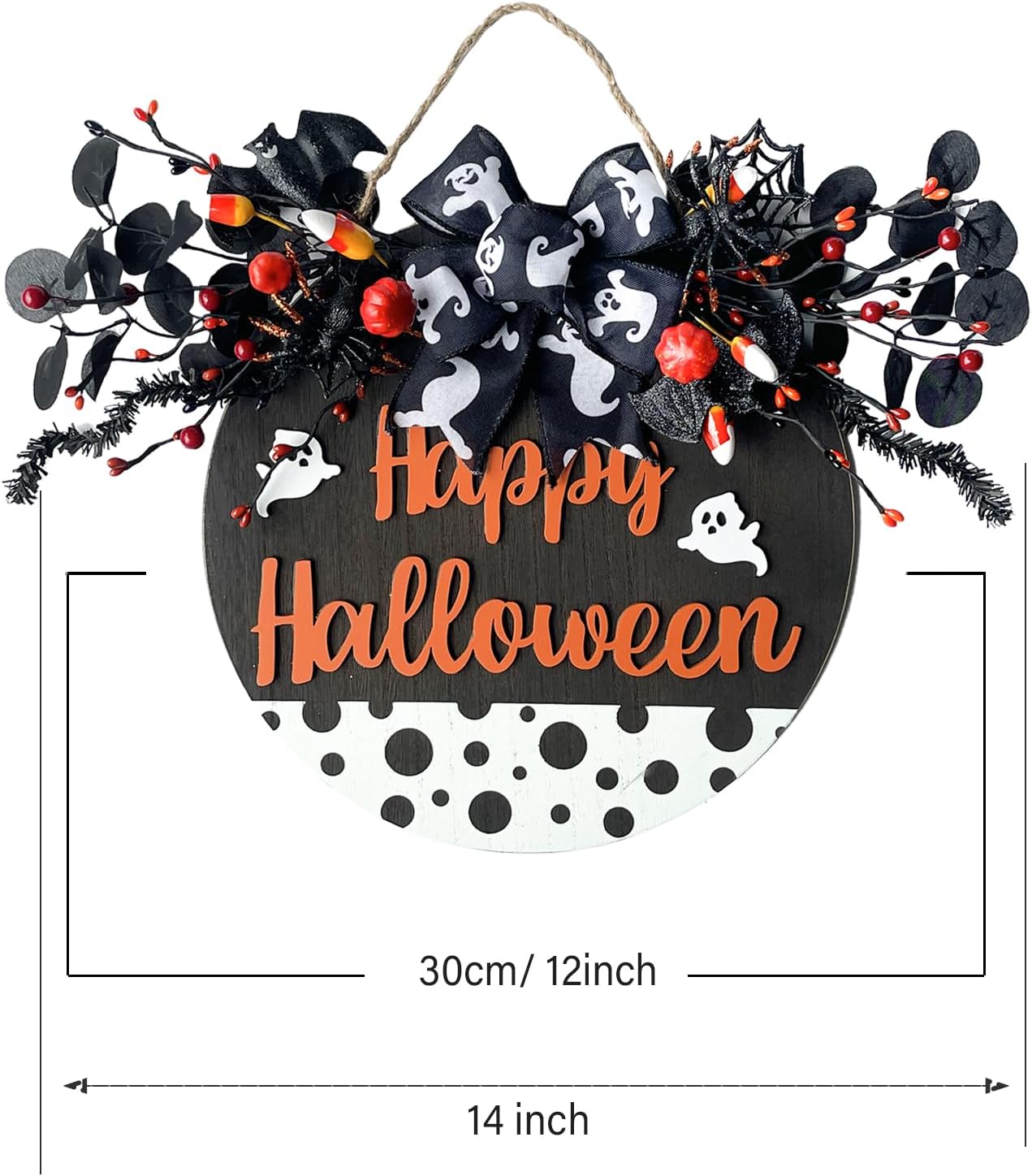 Idyllic 14 Inch Halloween Door Wreath Decor