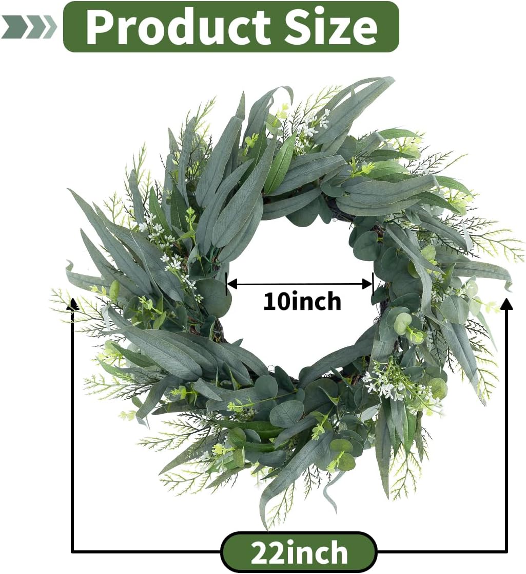Seasons 22 Inch Artificial Eucalyptus Wreath for Front Door