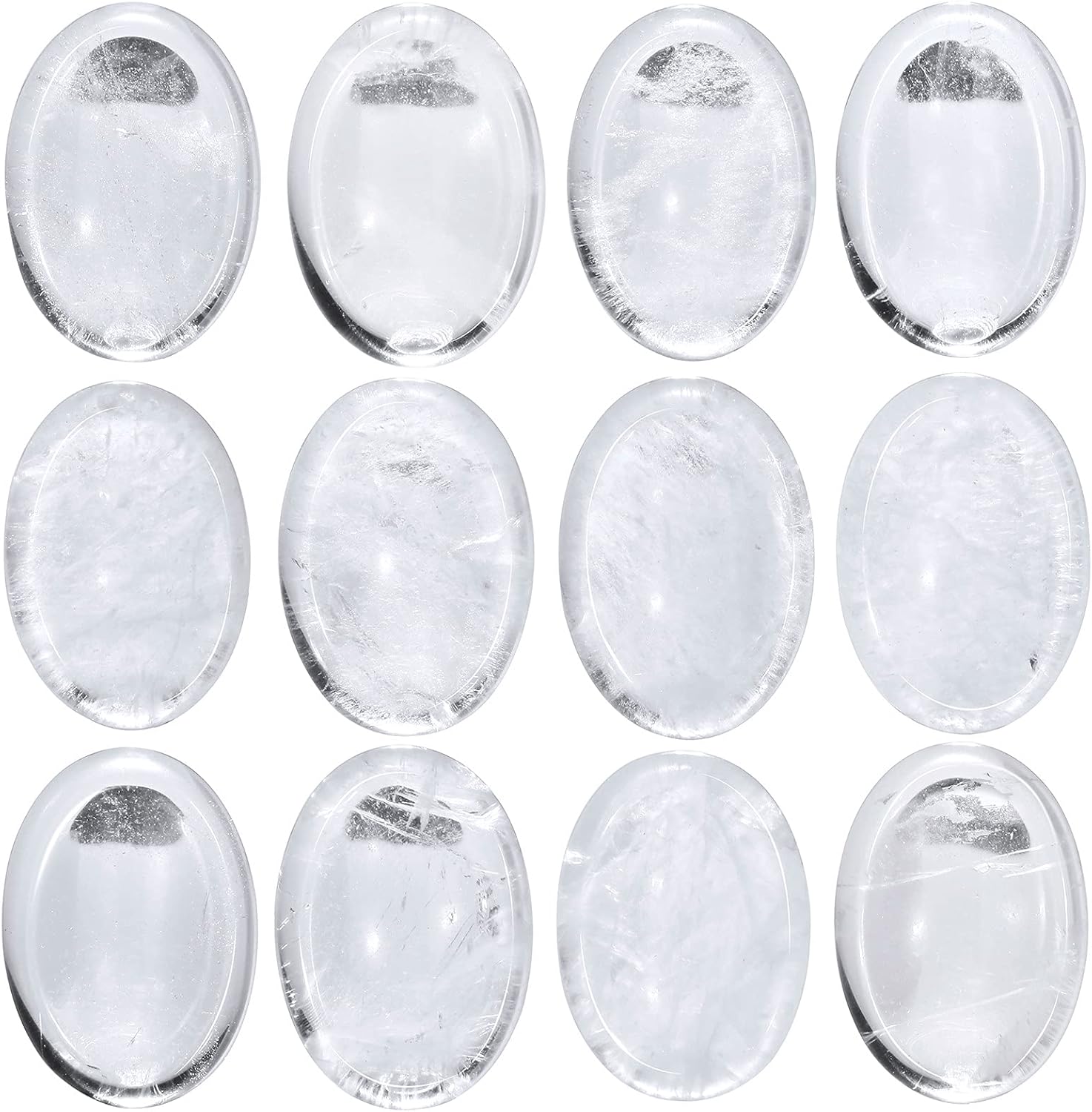 Oval Thumb Worry Stone Pack of 4 Rock Quartz for Anxiety Relief and Meditation