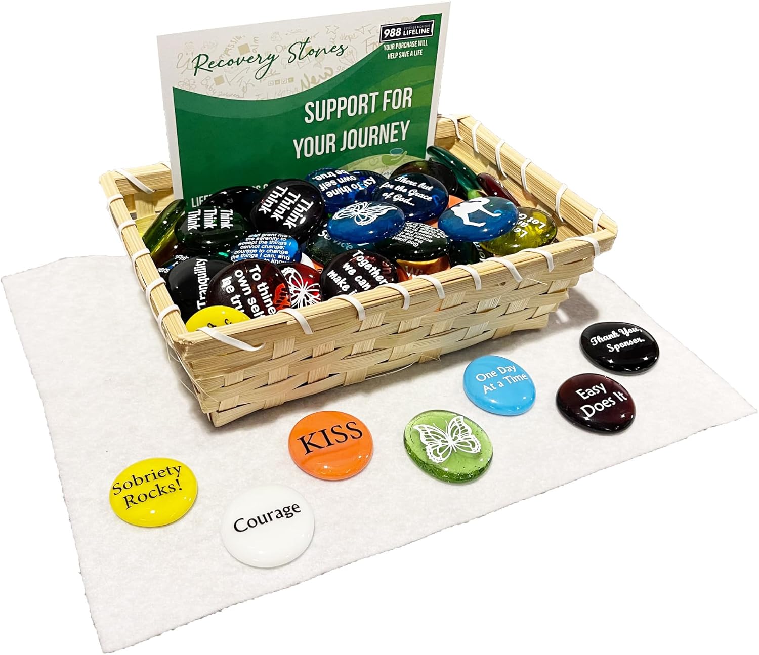 Lifeforce Glass Stones Recovery Sobriety Affirmation Assortment